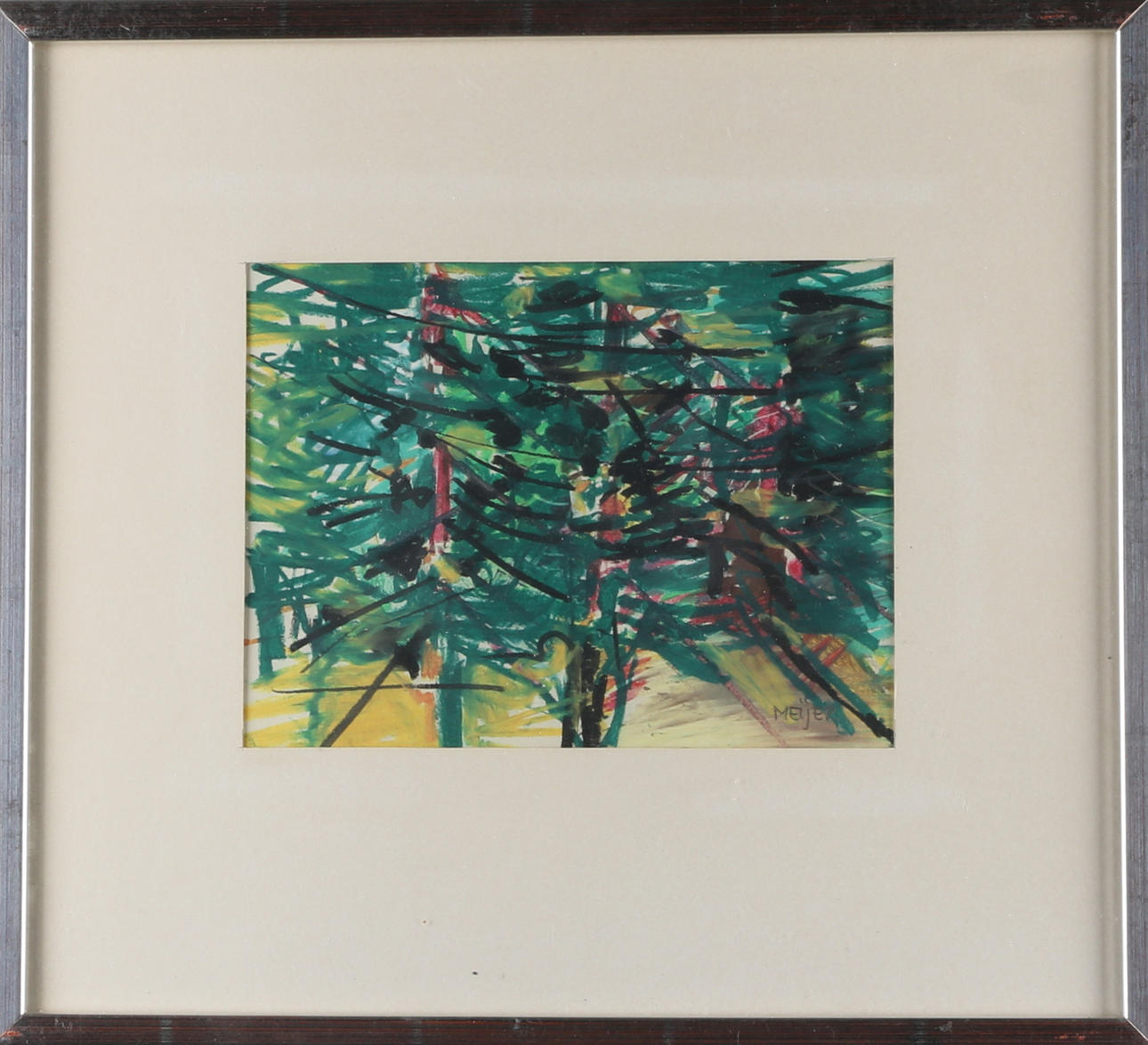 STURE MEIJER. Granskog, blandteknik, signerad Meijer.