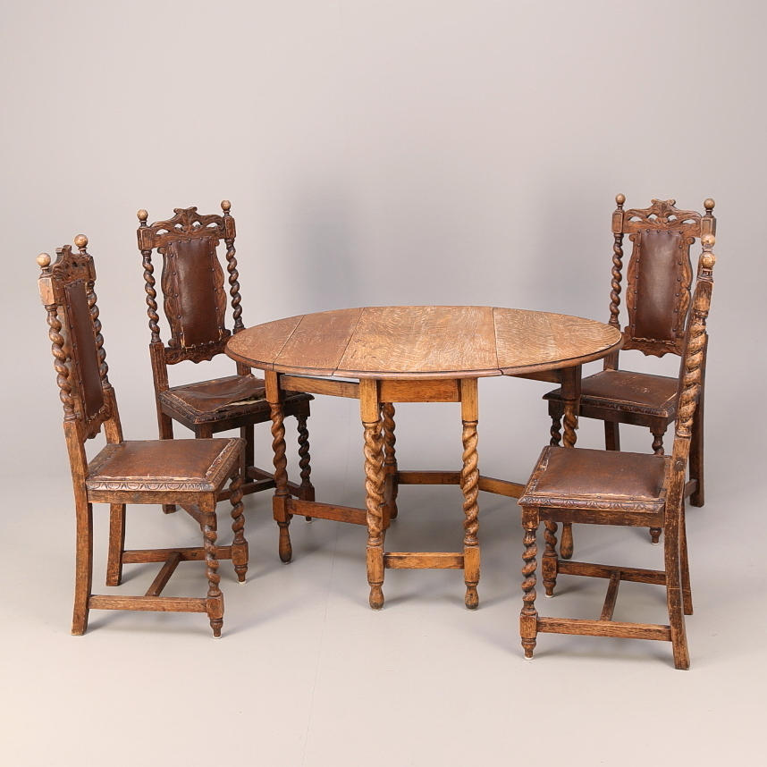 MATGRUPP 5 delar, ek, barockstil, 1800-talets senare del.