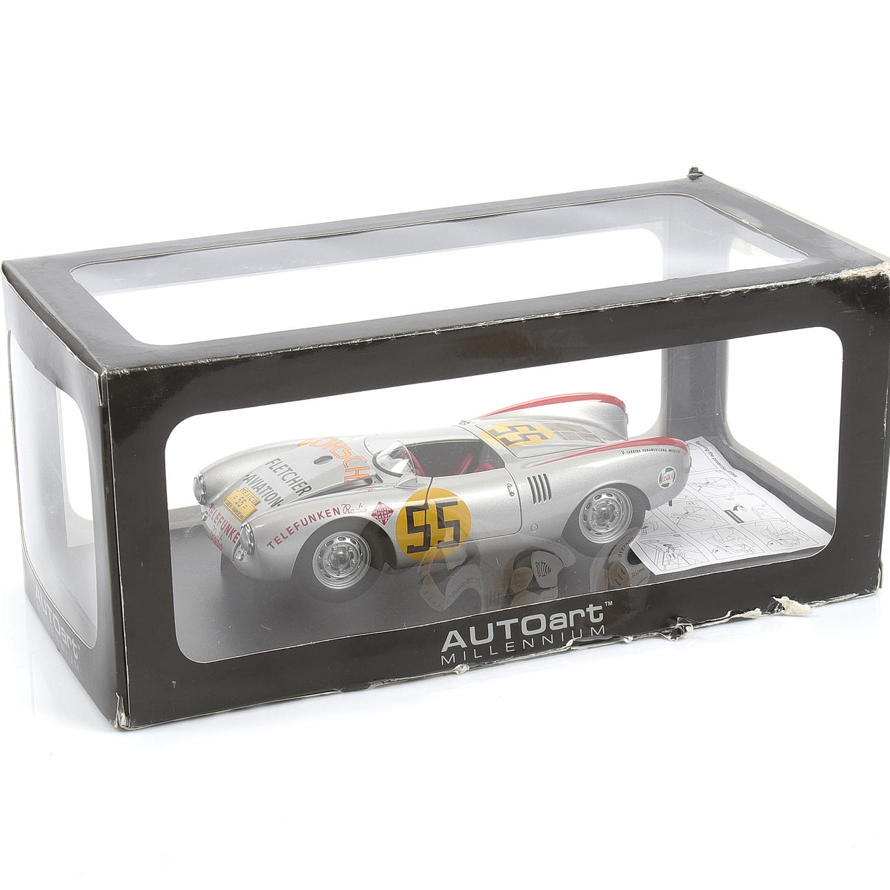 MODELLAUTO, Metall, Porsche 550 Spyder Nr. 55 Panameri, Autoart, Deutschland. Maßstab 1:18.