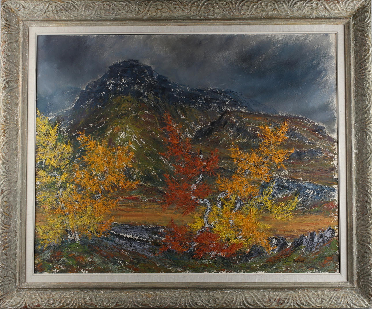 YNGVE RICKLUND. Fjällmotiv höst, olja på pannå, signerad.