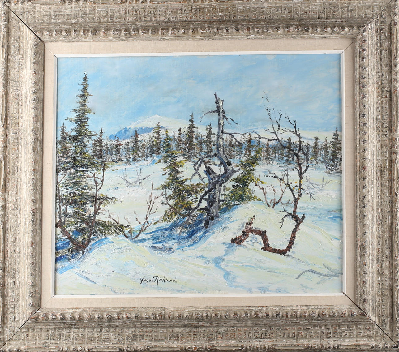 YNGVE RICKLUND. Vinterlandskap, olja på pannå, signerad.