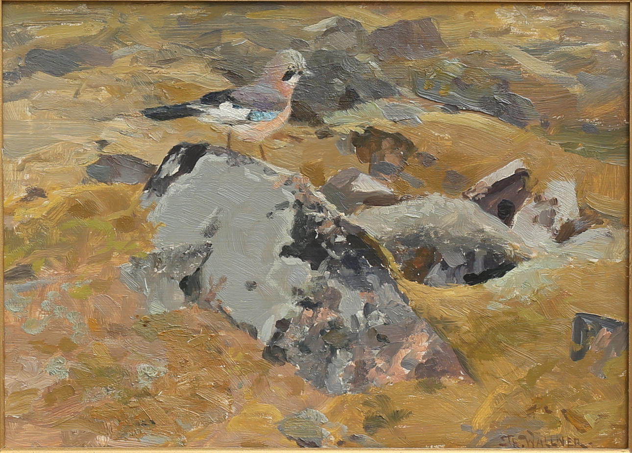 THURE WALLNER. Nötskrika. Olja på pannå, signerad.