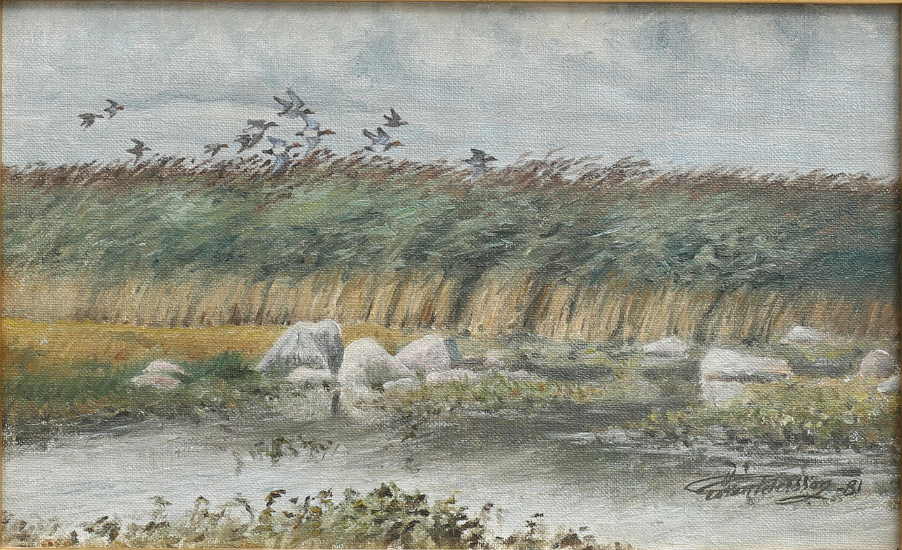 GÖRAN PETERSSON. "Brusänder". Olja på duk, signerad och daterad -81.