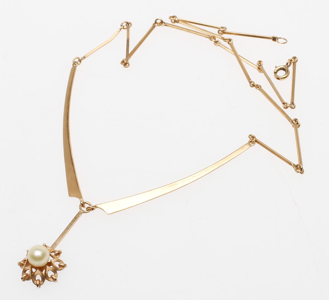 HALSBAND, 18k guld med pärla, vikt ca 9 gram.