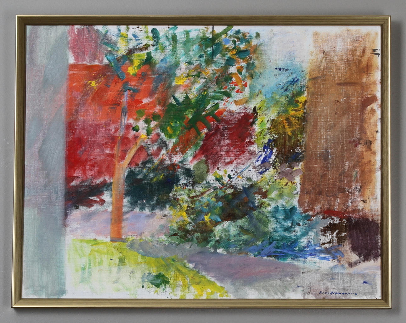 HANS HERMANSSON. Landskap mot rött. OD. Sign.