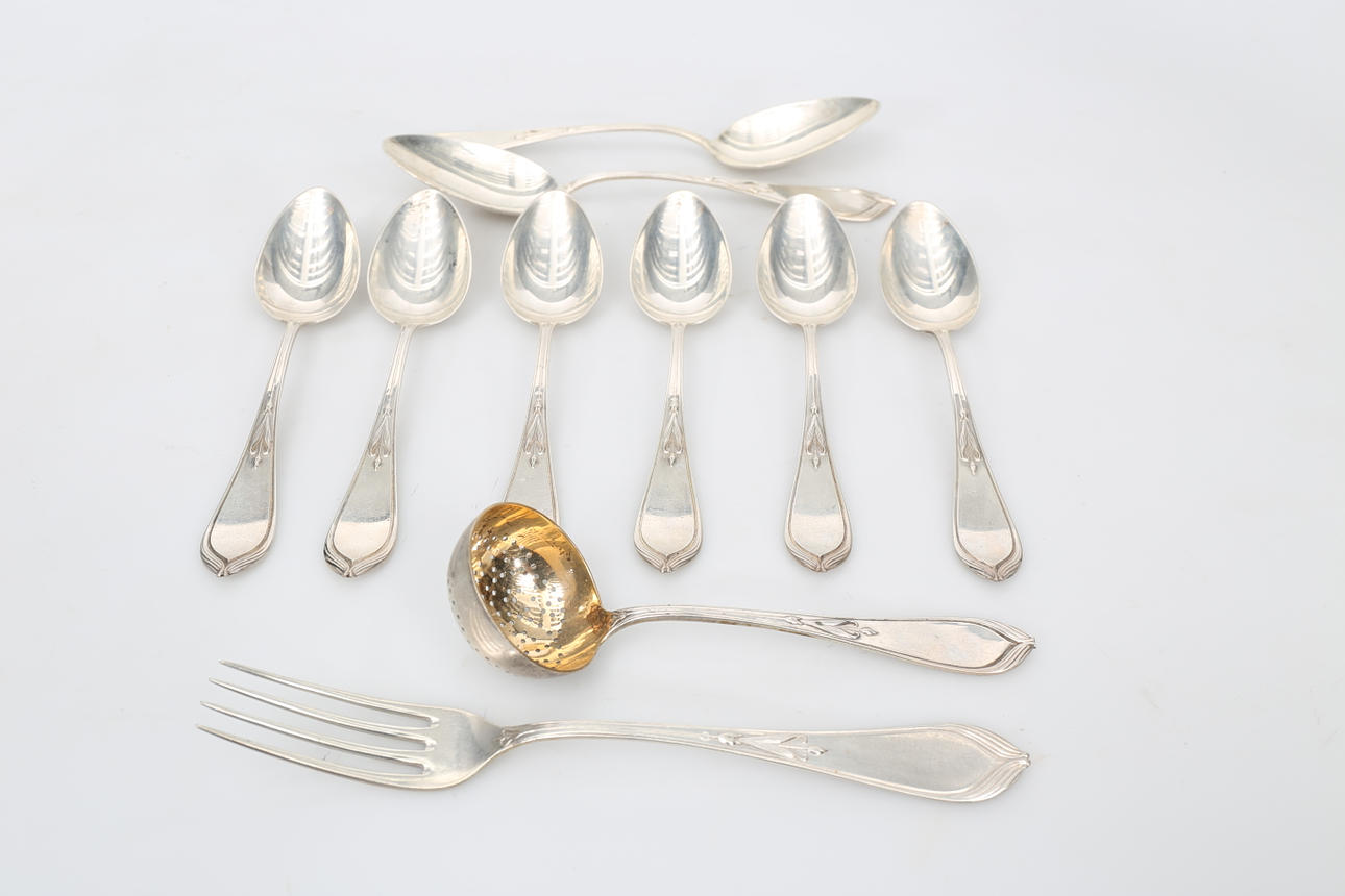 BESTICK, silver, 10 delar, 1907, 439,5 gram.