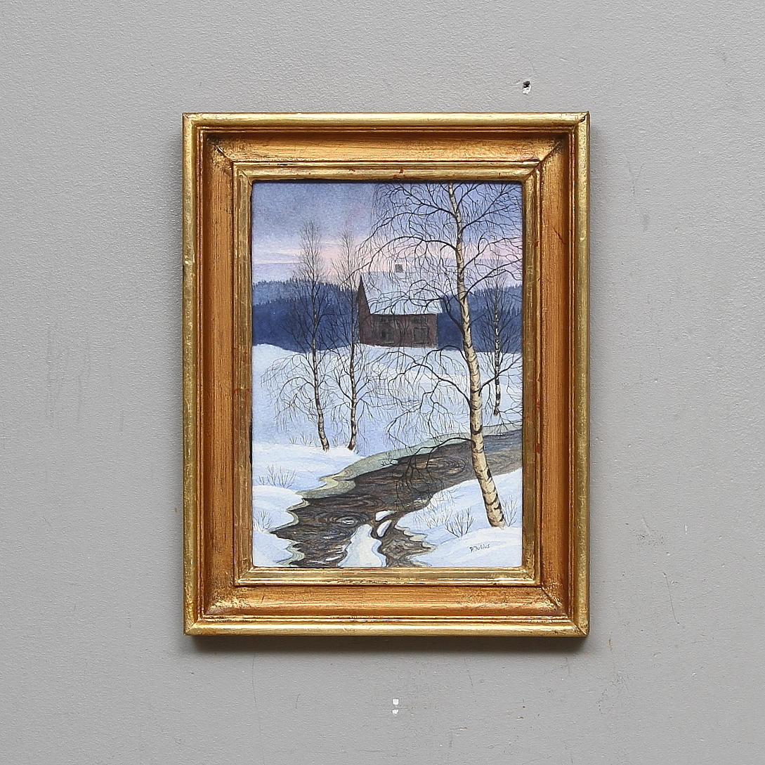 PER JULIUS. Akvarell, signerad.