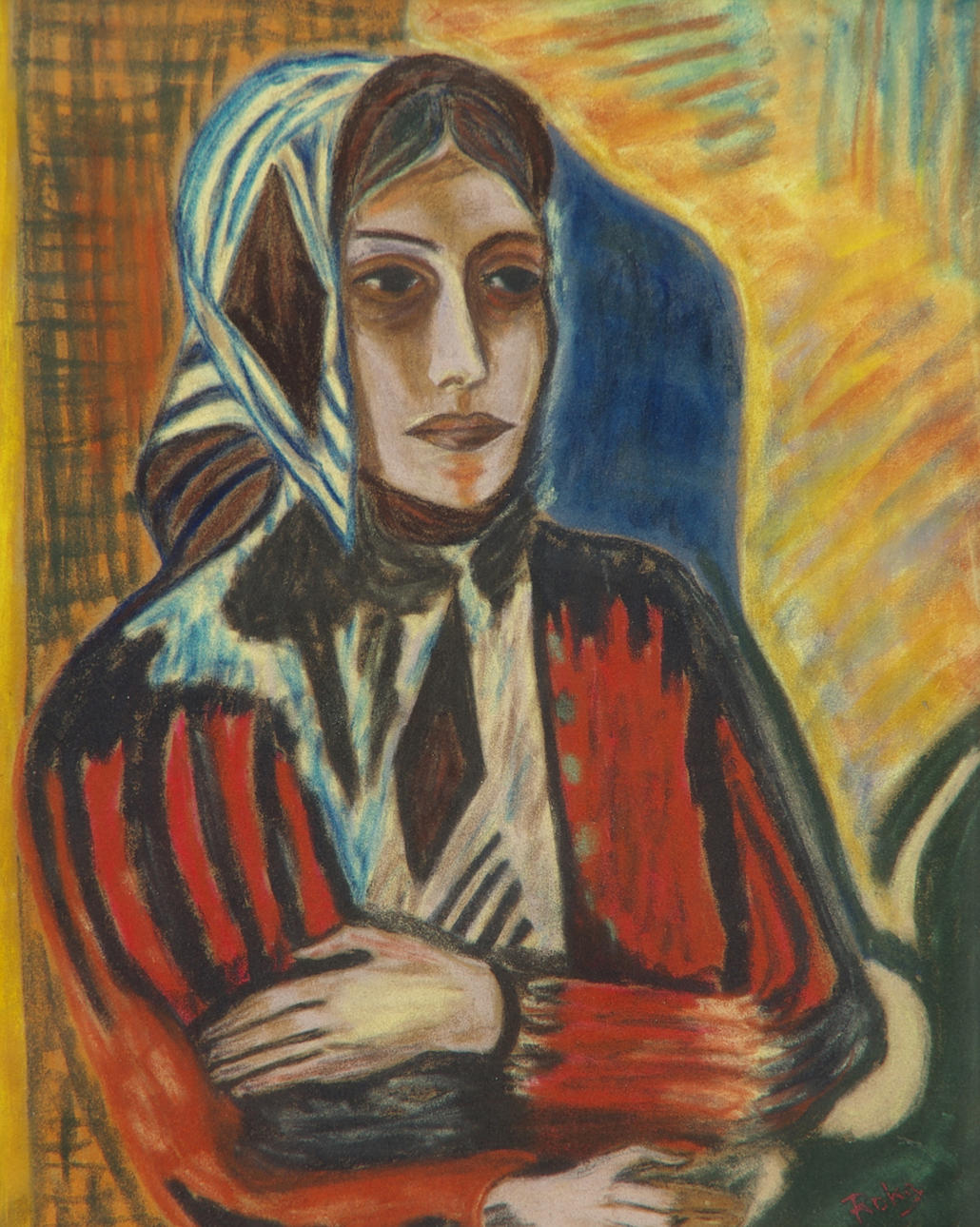 CHARLES ROKA. Kvinnoporträtt, pastell, signerad Roka.