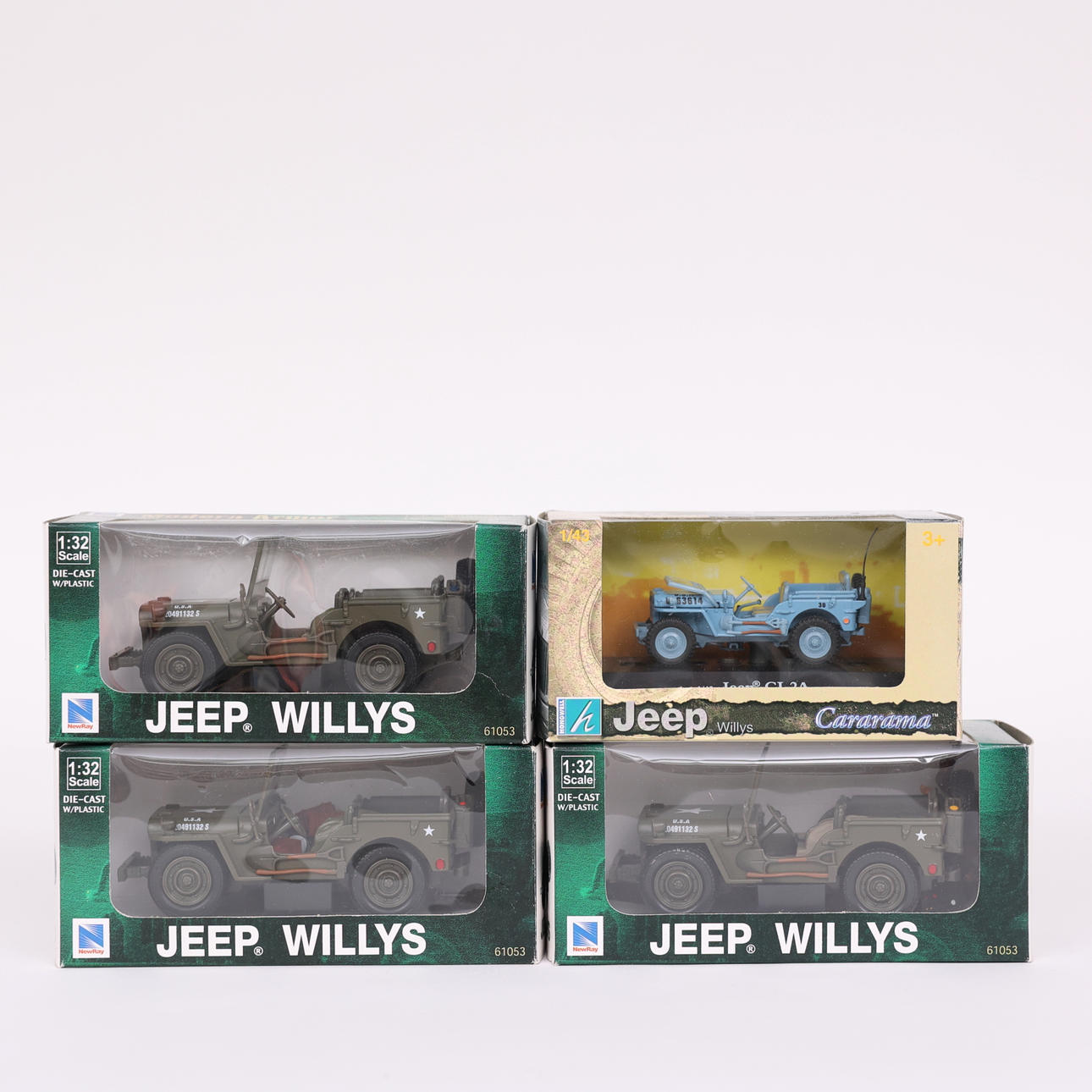 MODELLAUTOS, 4 Stück, Jeep Willys.