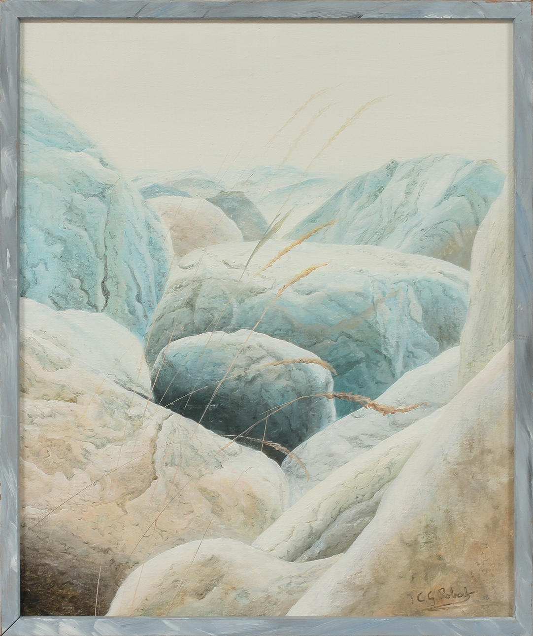 CG ROBERT. 2 st kompositioner, olja på duk, signerade.