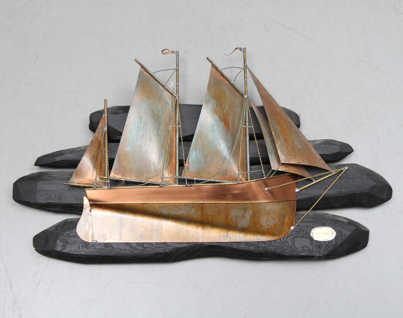 BÅTMODELL, koppar, 1900-tal.