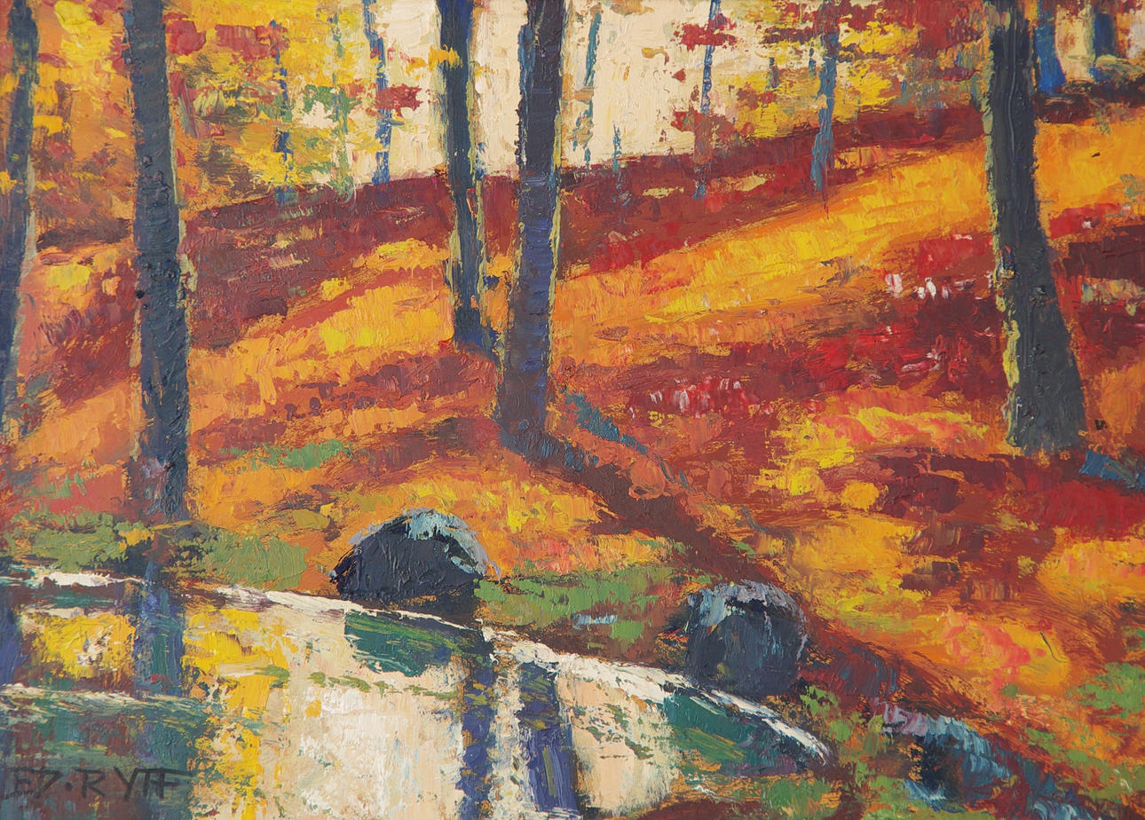 EDWARD RYFF. Skogslandskap, olja på pannå, signerad Ed. Ryff.