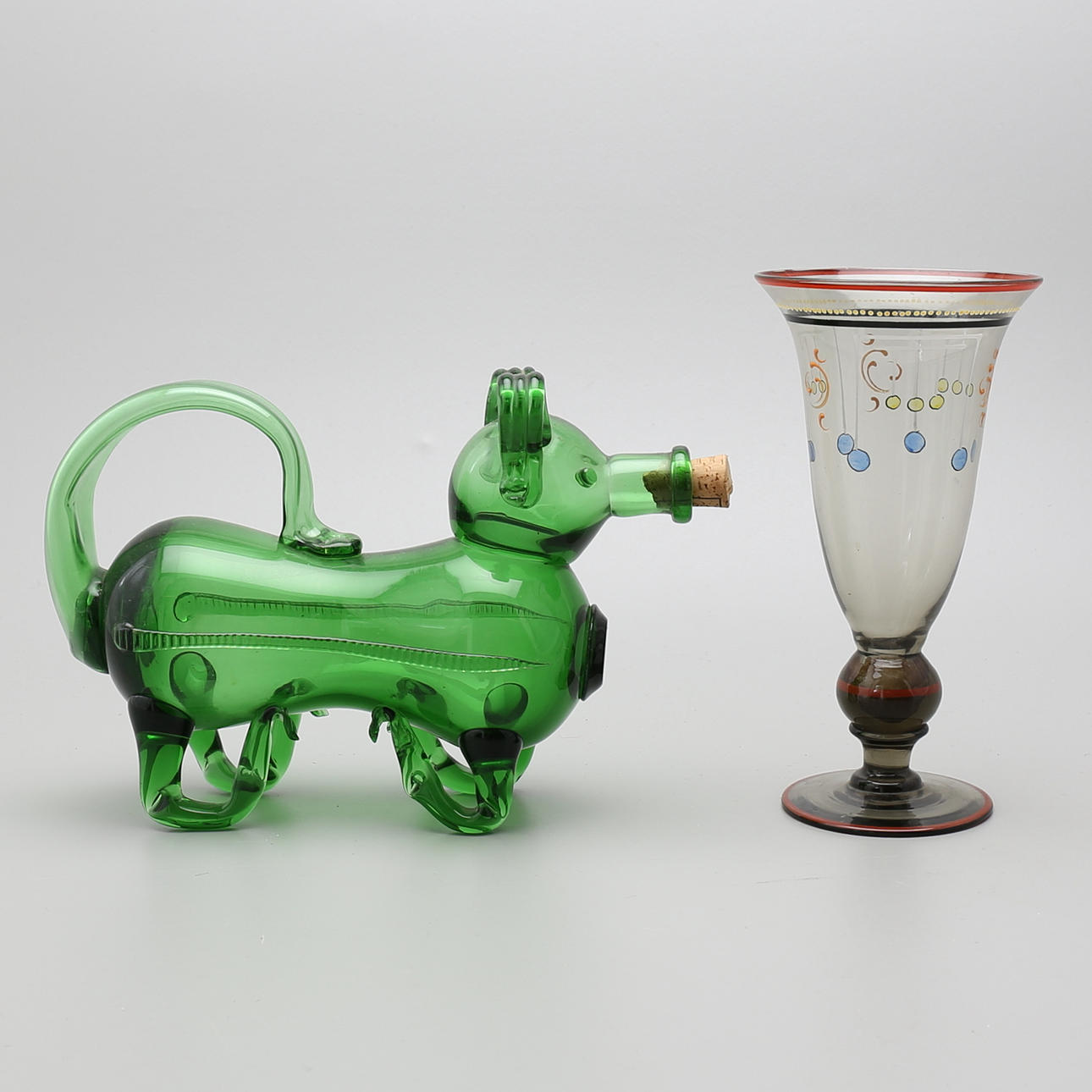 POKAL och FYLLEHUND, glas, tidigt 1900-tal.