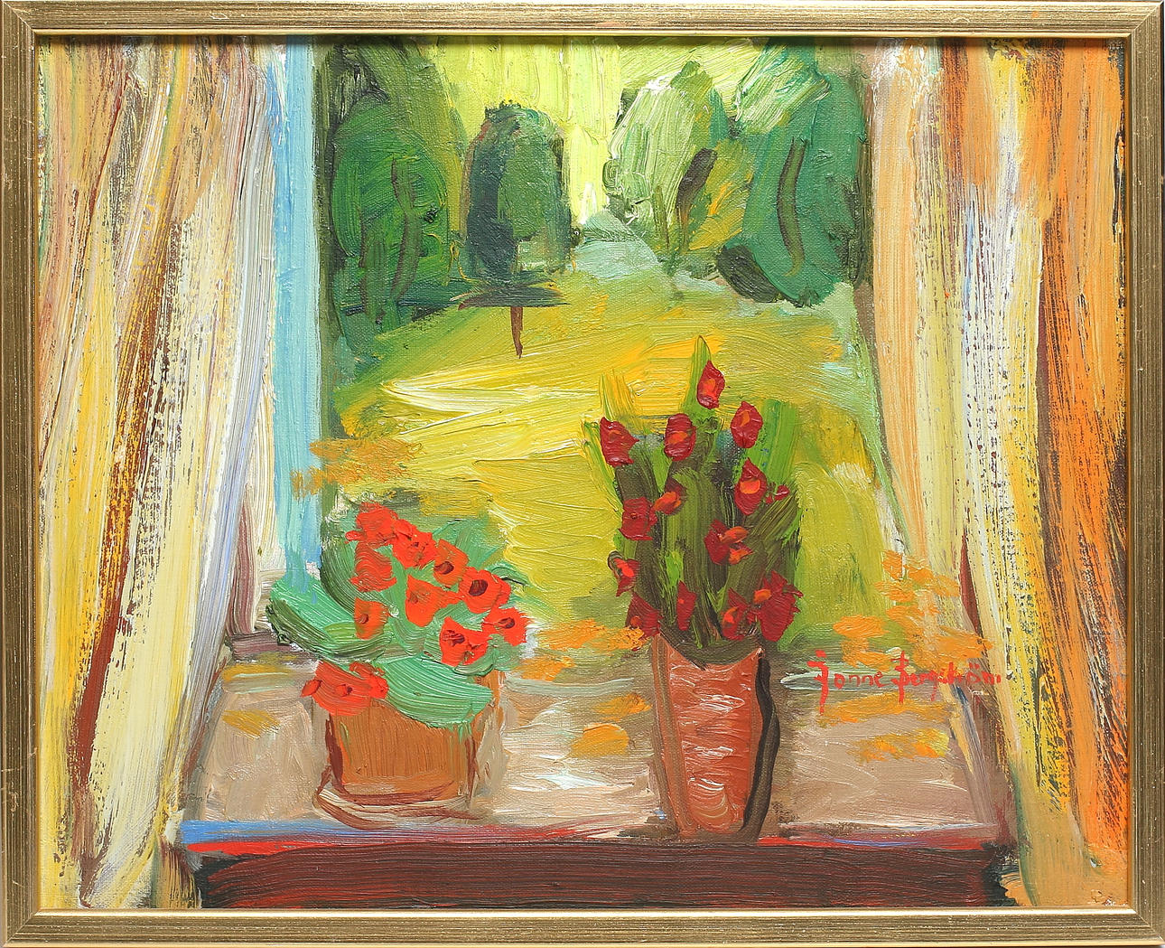 JONNE BERGSTRÖM. "Utblick", olja på duk, signerad.