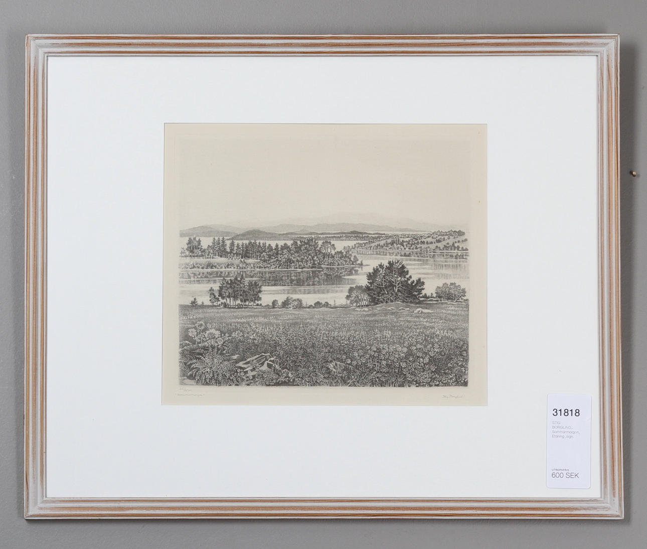 STIG BORGLIND. Sommarmorgon, Etsning ,sign.