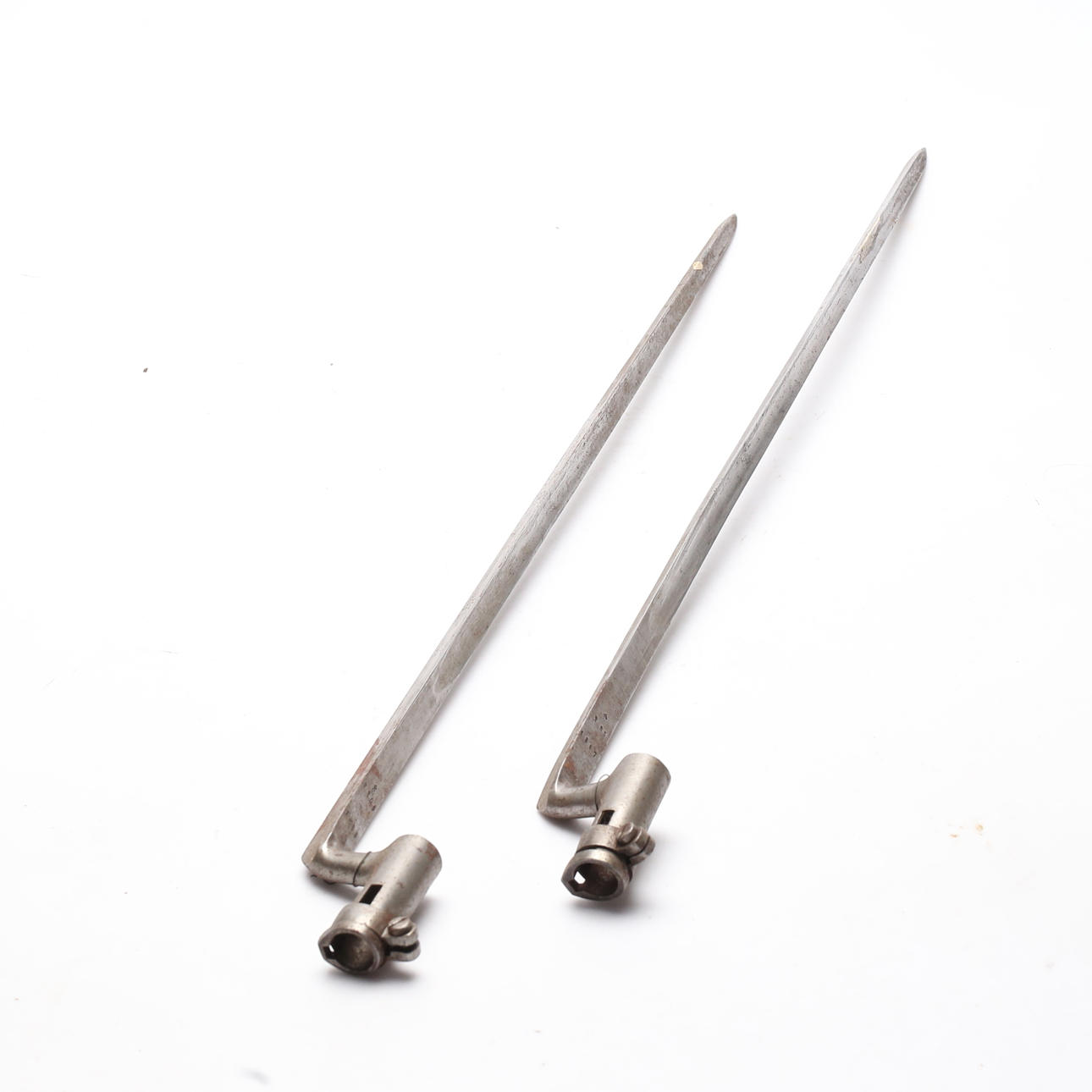 Two steel socket bayonets, 20th century.