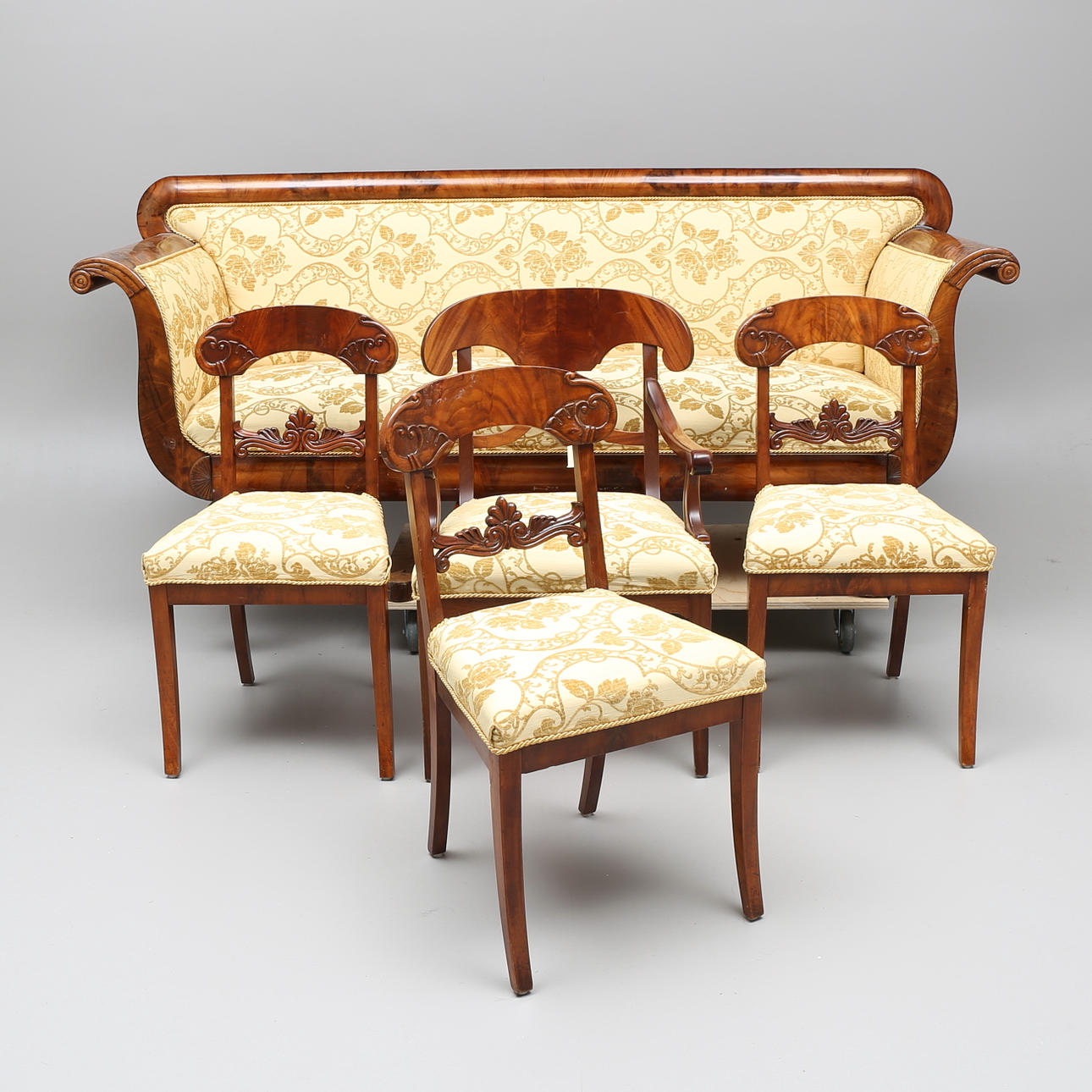 SOFFA, STOLAR, 3 st, KARMSTOL, Karl Johan-stil, 1800/1900-tal.