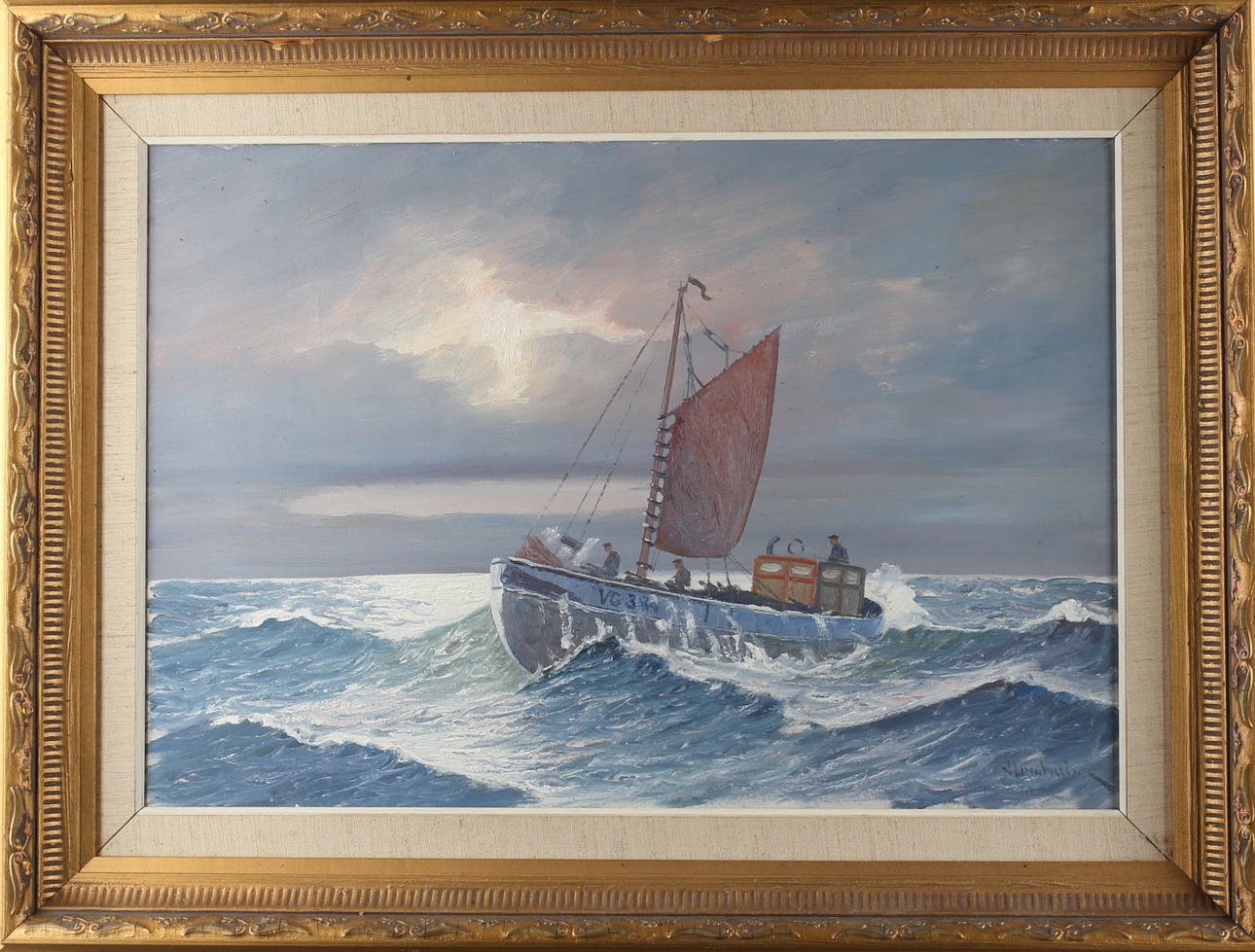 OIDENTIFIERAD KONSTNÄR. Kustmotiv, olja på duk, signerad N Lundström.