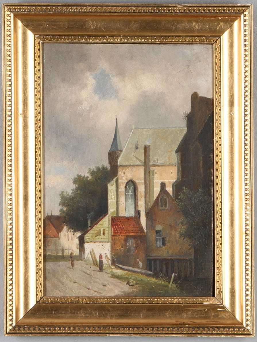 PETRUS GERARDUS VERTIN. Bymotiv, olja på pannå, signerad.