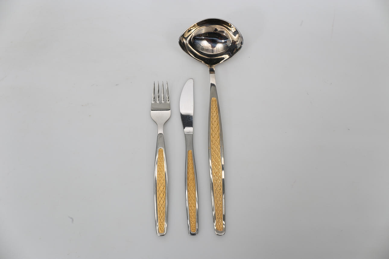 BESTICK, rostfritt, "Guldi", Nils-Johan.