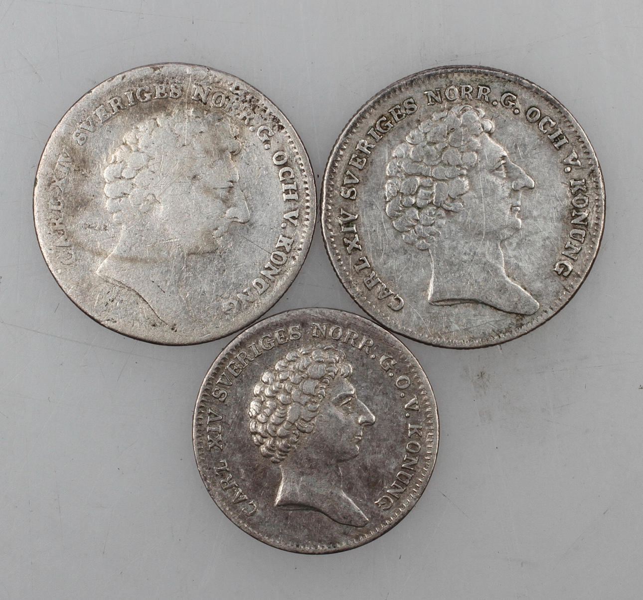 MYNT, 3 st 1/8 samt 1/12, 1831-1833.