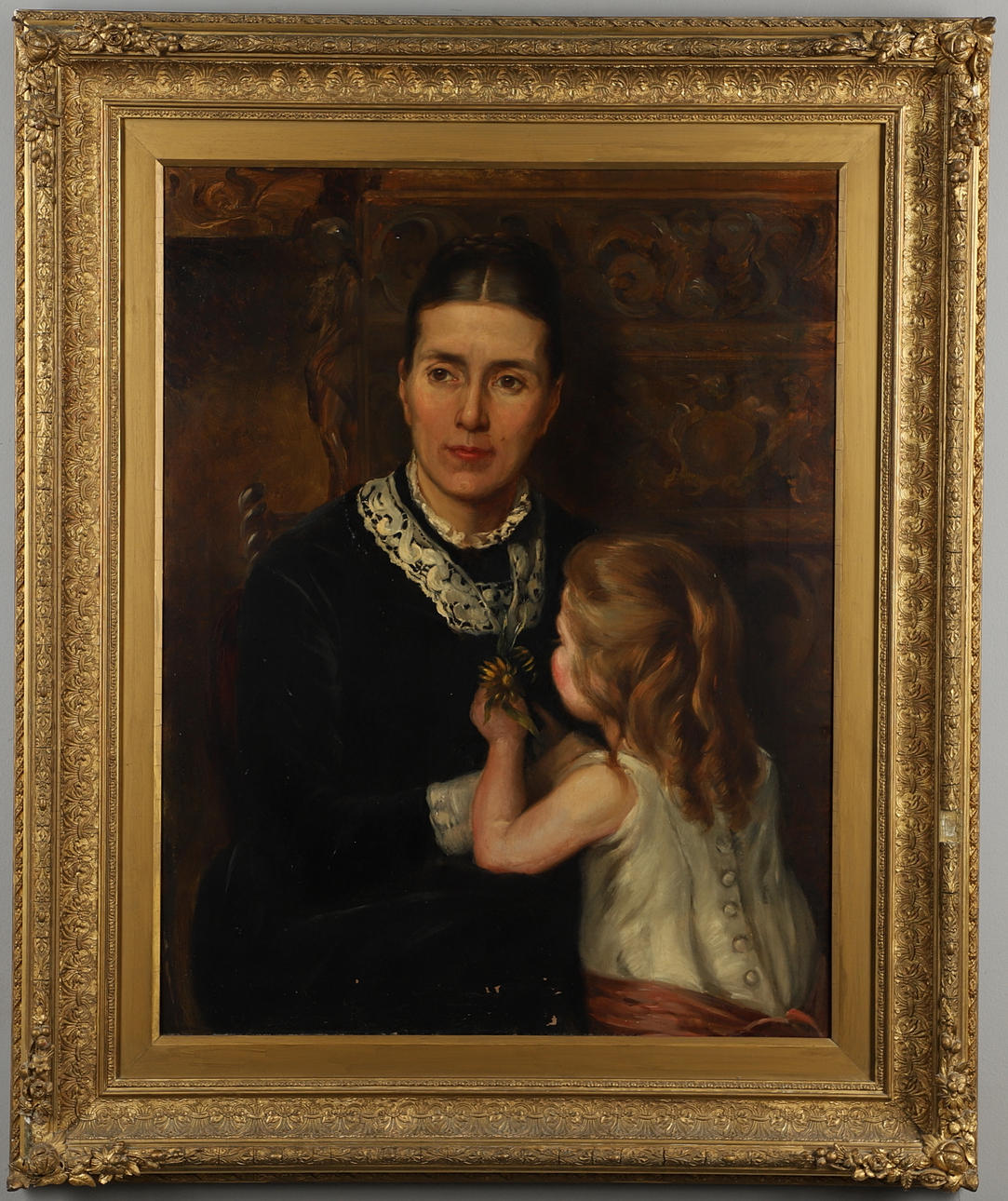DORA CARPENTER (FL.1870-1883). PORTRAIT OF ELLEN MARIA HYETT (nee CARPENTER, 1841-1928), WITH HER DAUGHTER MARGARET (1880).
