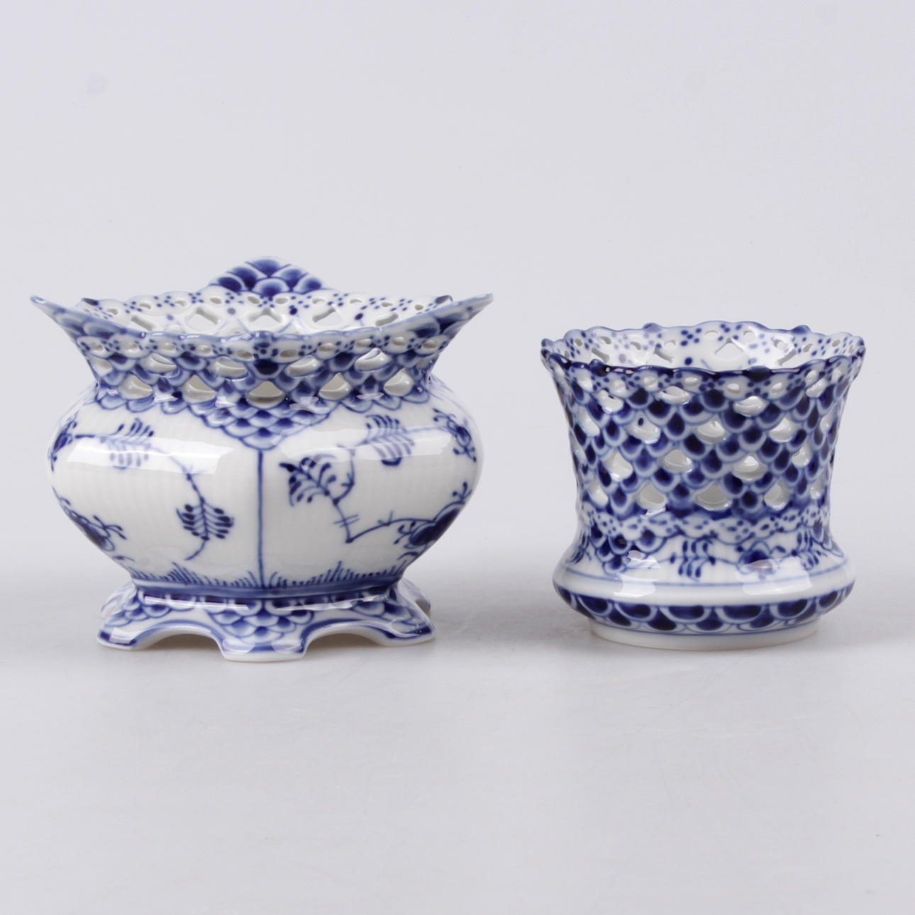 SKÅL, samt vas, "Musselmalet", Royal Copenhagen.