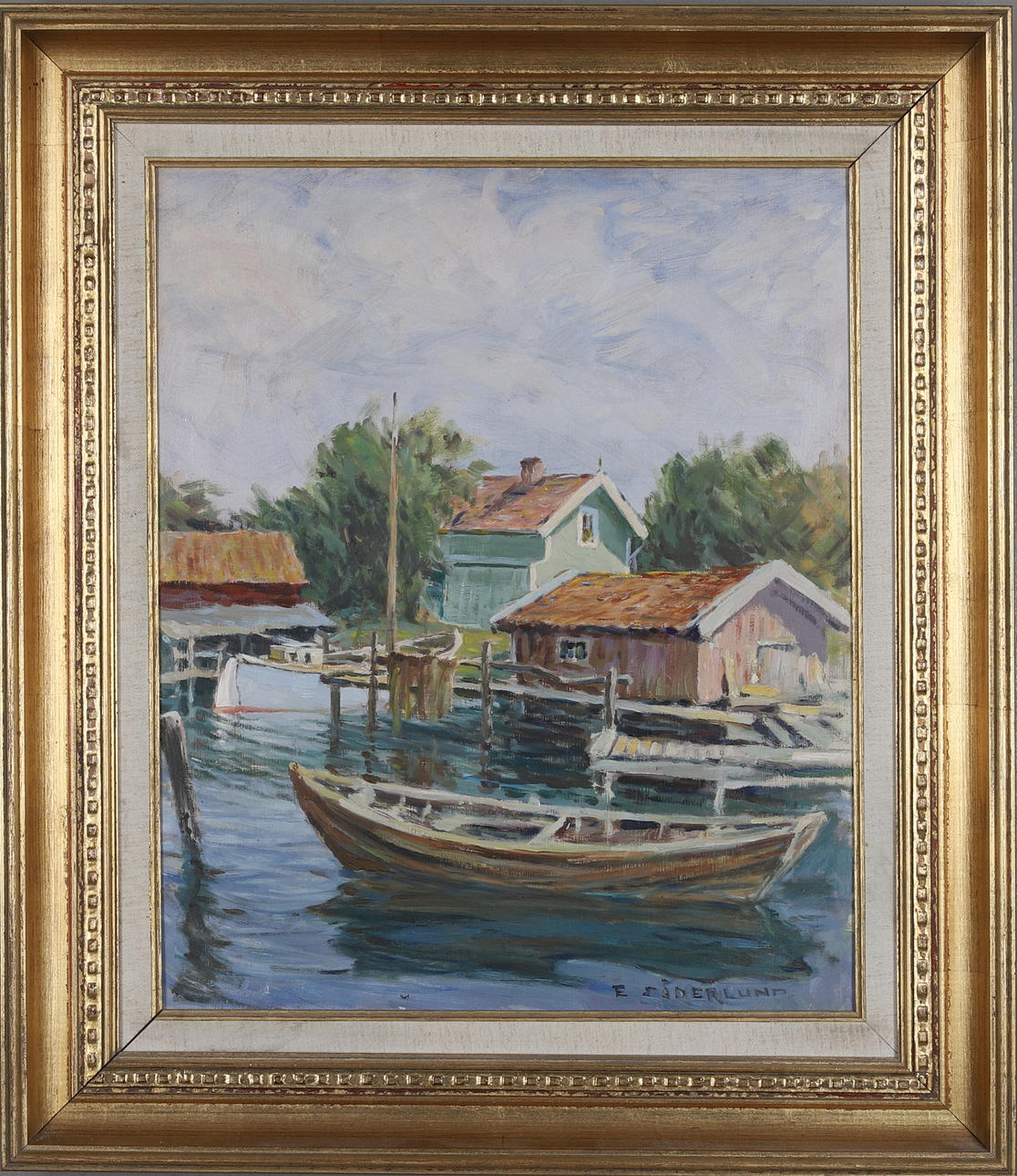 EINAR SÖDERLUND. Olja på pannå, signerad.