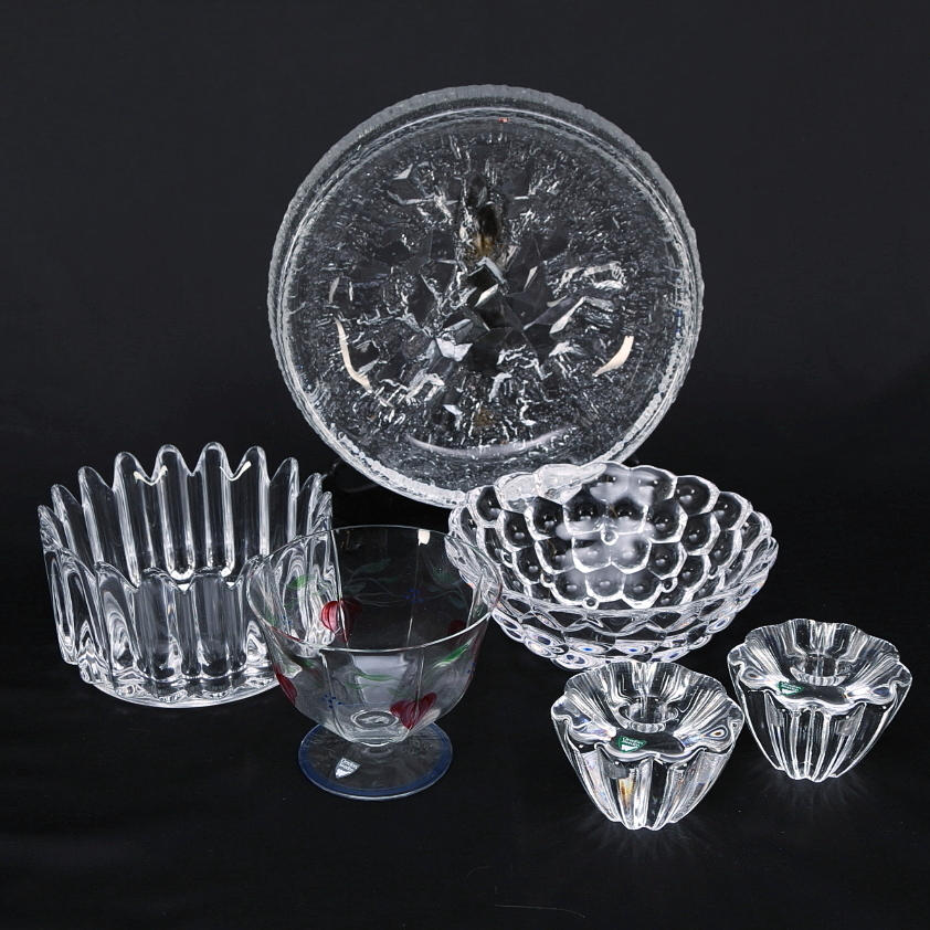 GLASFÖREMÅL, 6 st, Ittala, Orrefors.