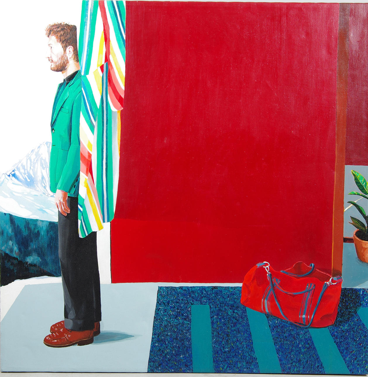 WOJCIECH CWIERTNIEWICZ. Komposition med man, olja på duk, osignerad.