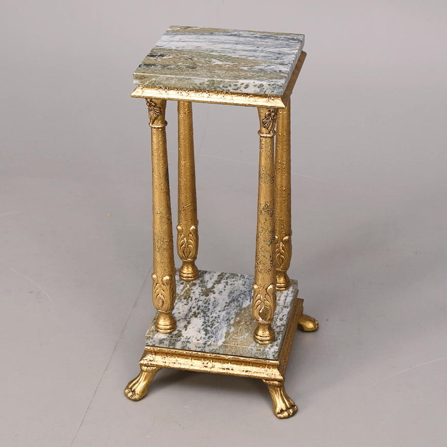 PIEDESTAL, förgylld, trä/pastellage, sten.