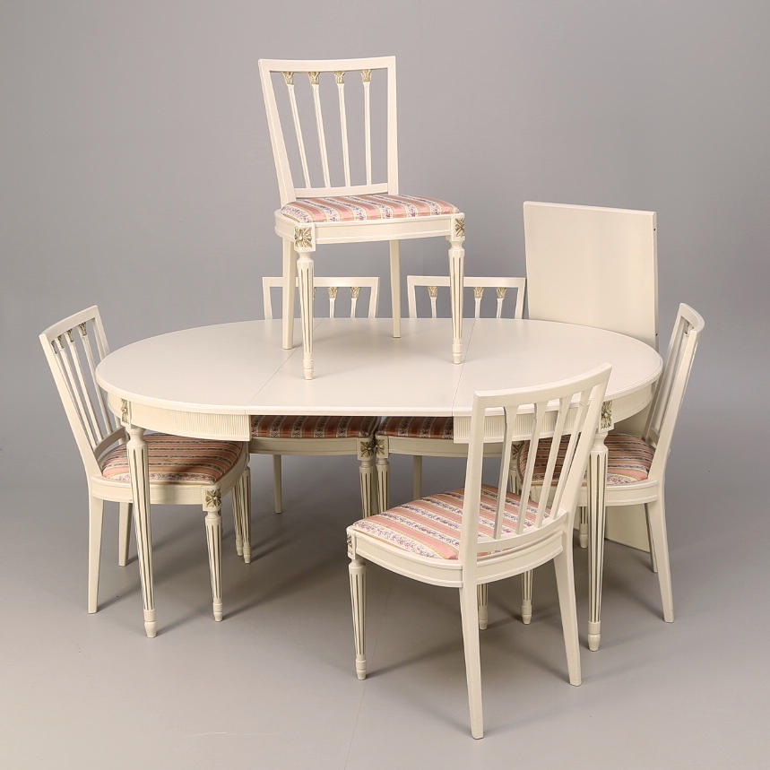 MATGRUPP 7 delar, gustaviansk stil, 1900-talets andra hälft.