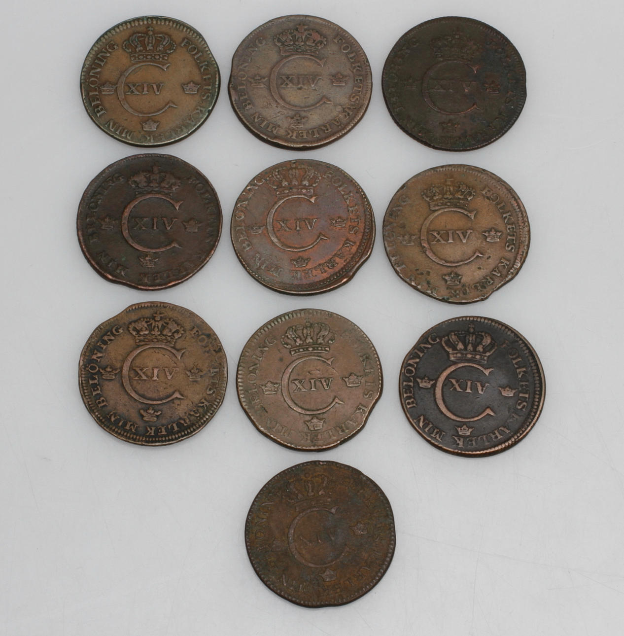 MYNT, 10 st, 1 skilling, Karl XIV Johan, 1819/1820/1821/1822/1825/1827/1828/1829 samt 1830.