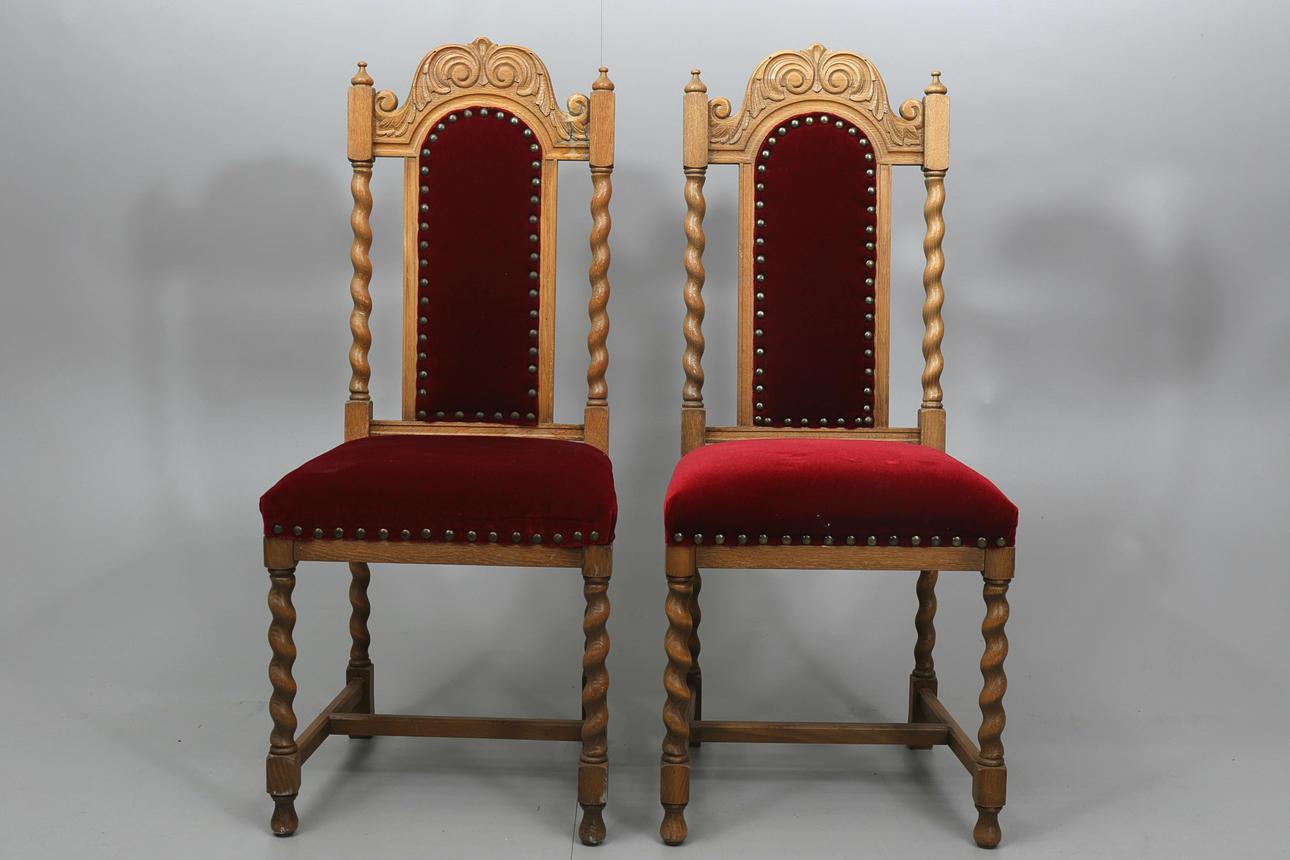 STOLAR, ek, 2 stycken, barockstil, 1800-1900-tal.