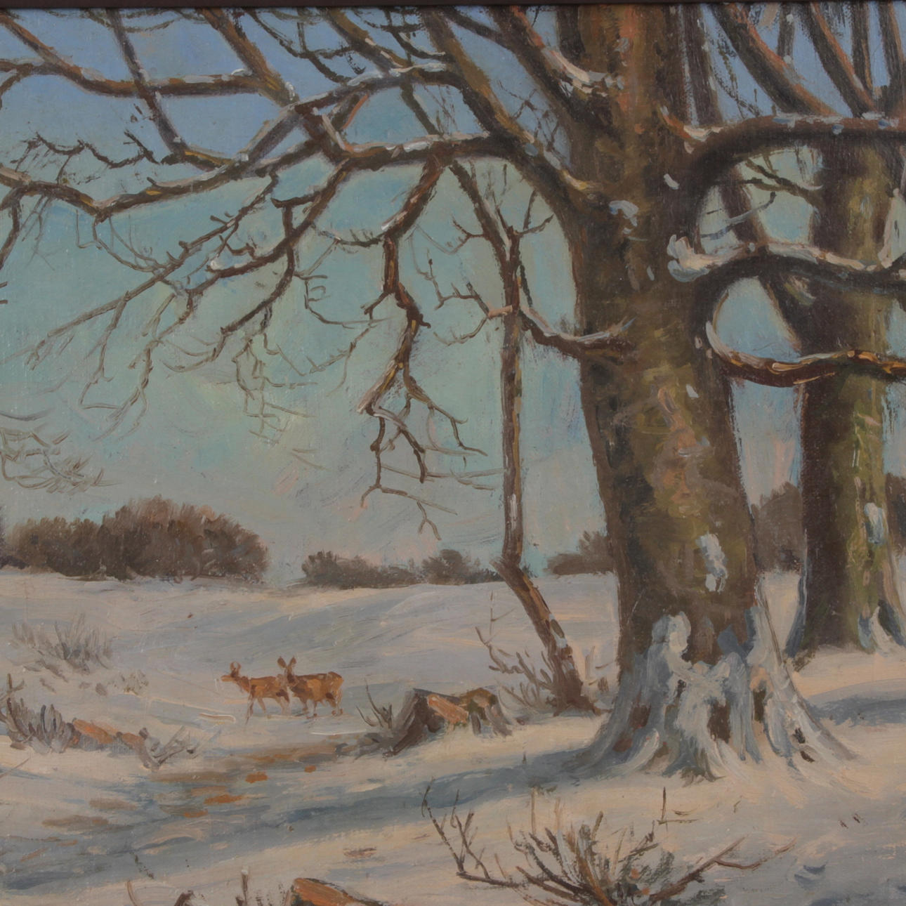 HANS ELLERTSEN. Olja på duk, Vinterlandskap, signerad, 1800-tal.