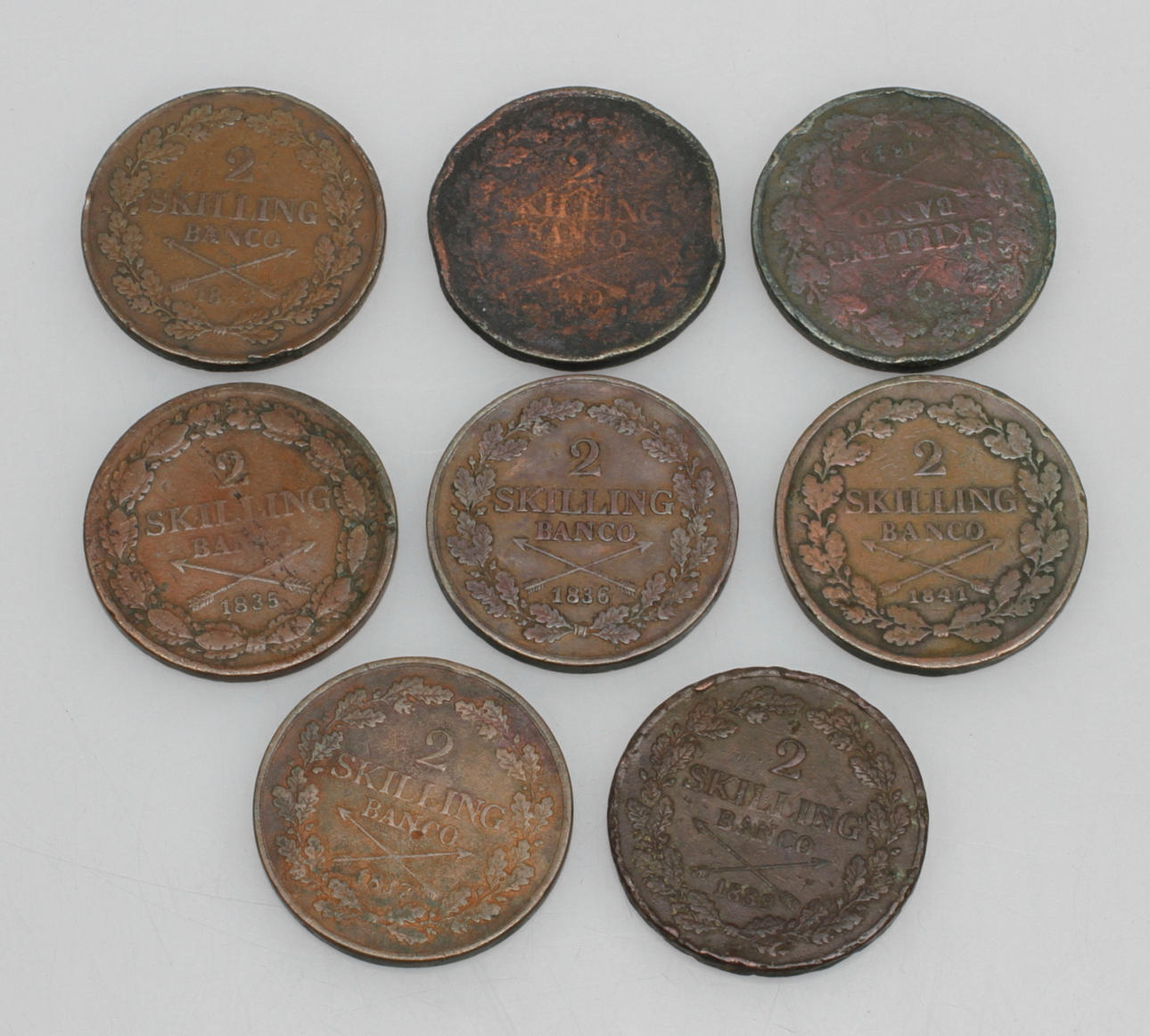 MYNT, 8 st, 2 skilling, Karl XIV Johan, 1830-1840-tal.
