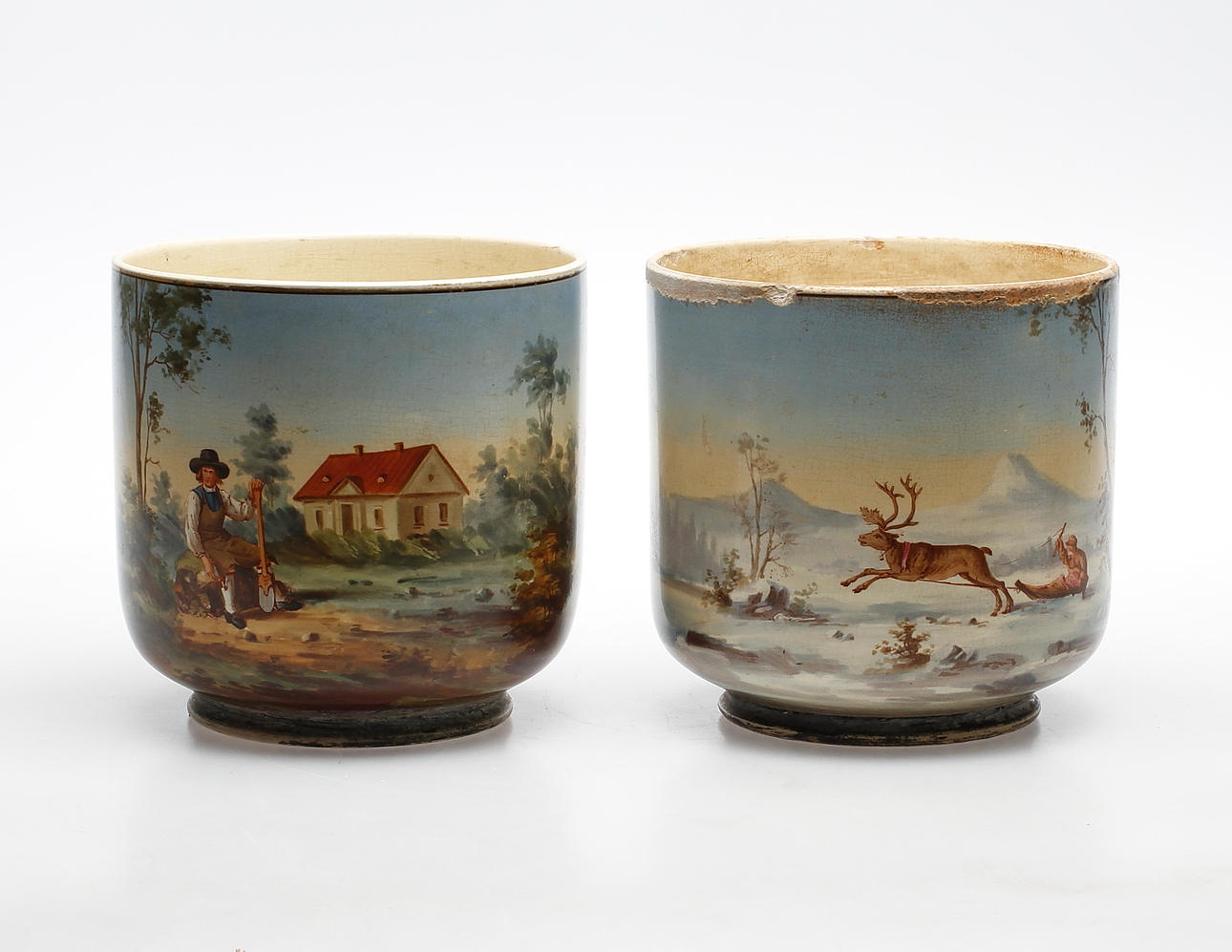 YTTERFODER, ett par, flintgods. "Leksand" och "Ackia", Rörstrand, 1880-1890-tal.