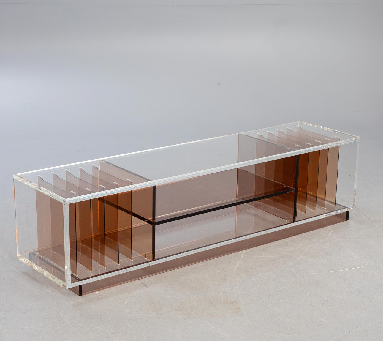 TV bench/Phono Lowboard, acrylic glass.