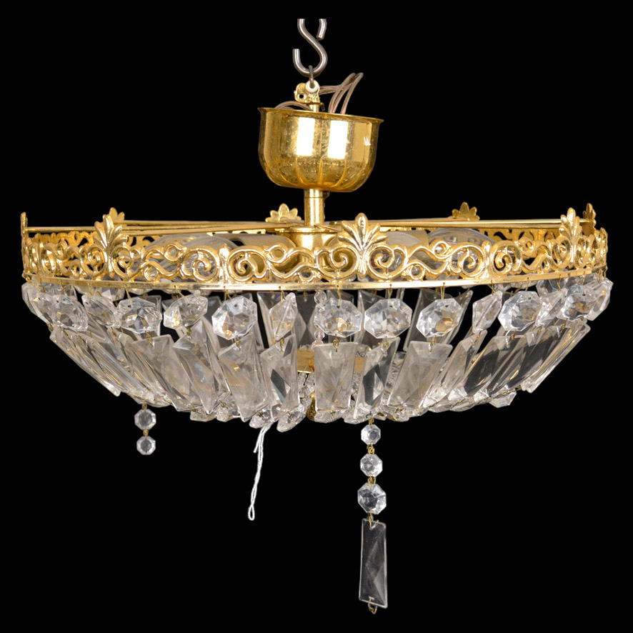 TAKPLAFOND, mässing med prismor, 1900-tal.