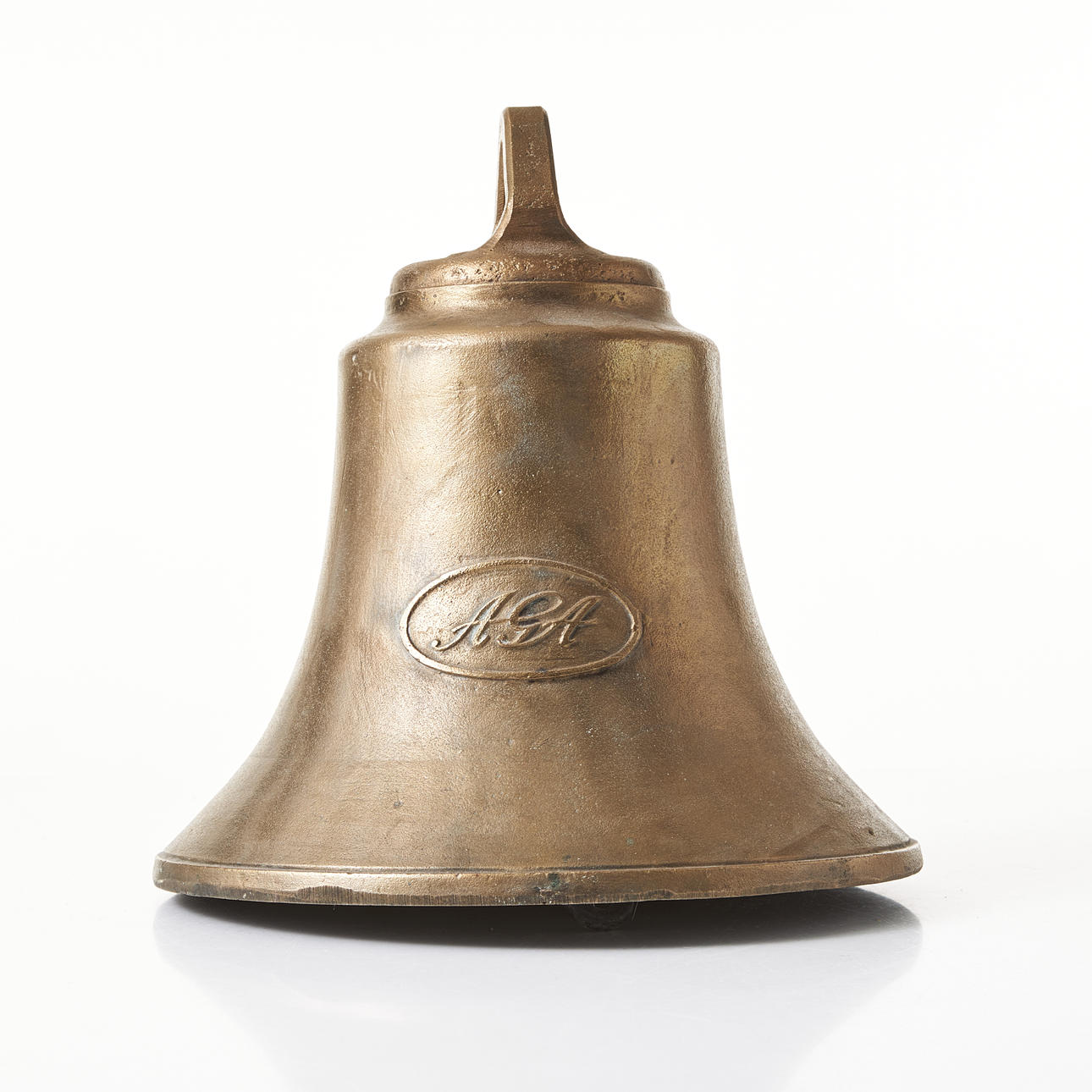 AGA, cast bronze bell, front marked AGA.