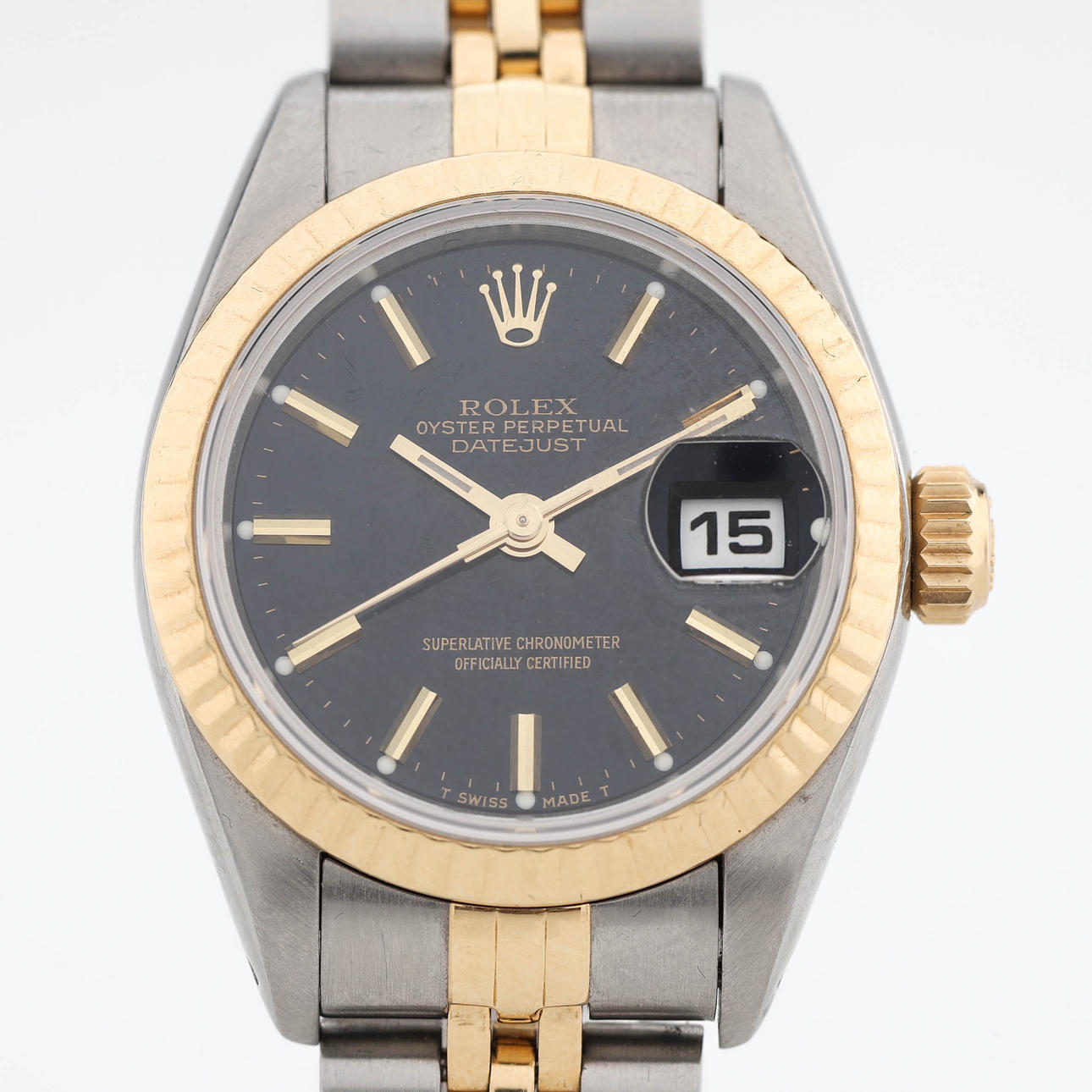 ROLEX DATEJUST, guld+stål, jubilæumsarmbånd.