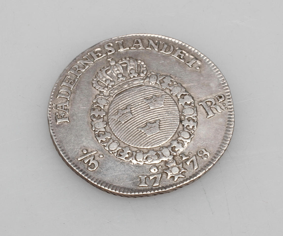 MYNT, 1/3 riksdaler, Gustav III, 1778.