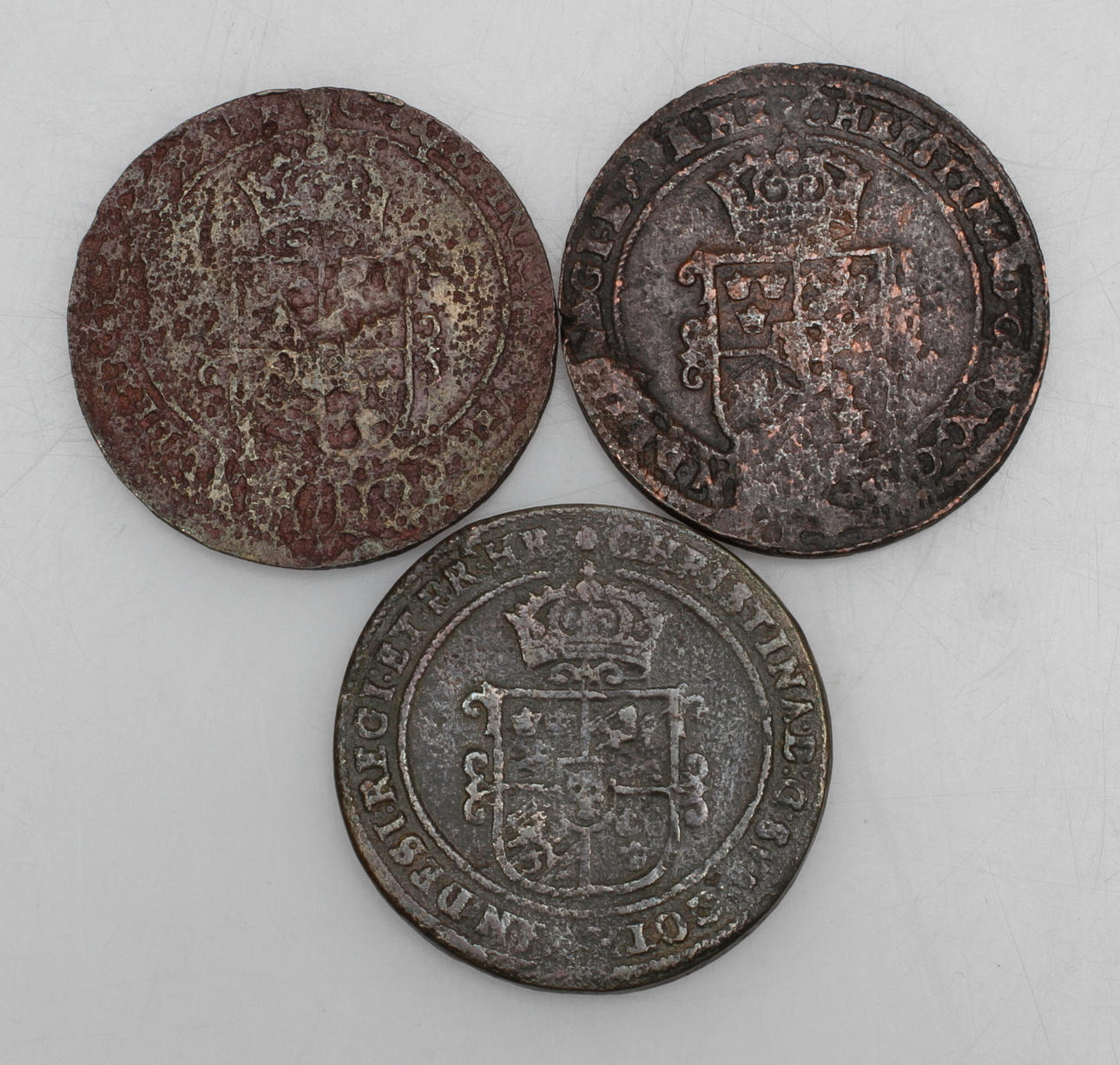MYNT, 3 st, 1 öre, Kristina, 1638,1639 samt 1640, Säter.