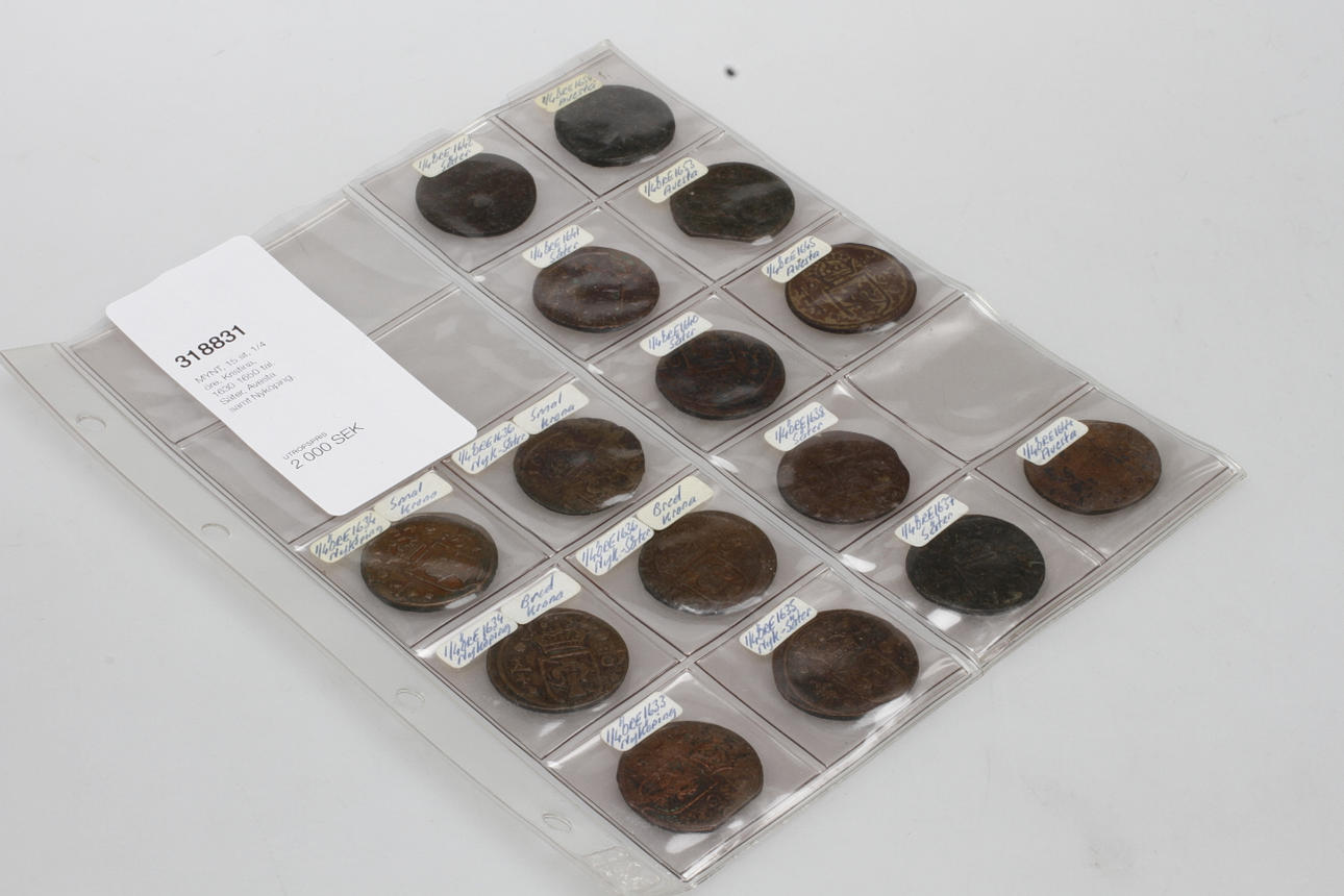 MYNT, 15 st, 1/4 öre, Kristina, 1630-1650-tal. Säter, Avesta samt Nyköping.