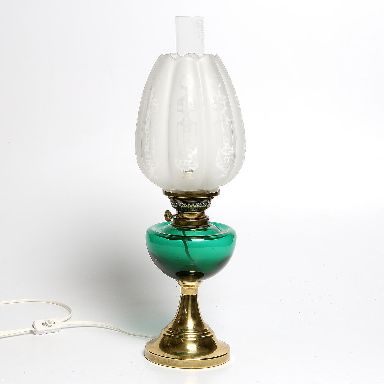 BORDSFOTOGENLAMPA, metall och glas, 1900-talets första hälft.