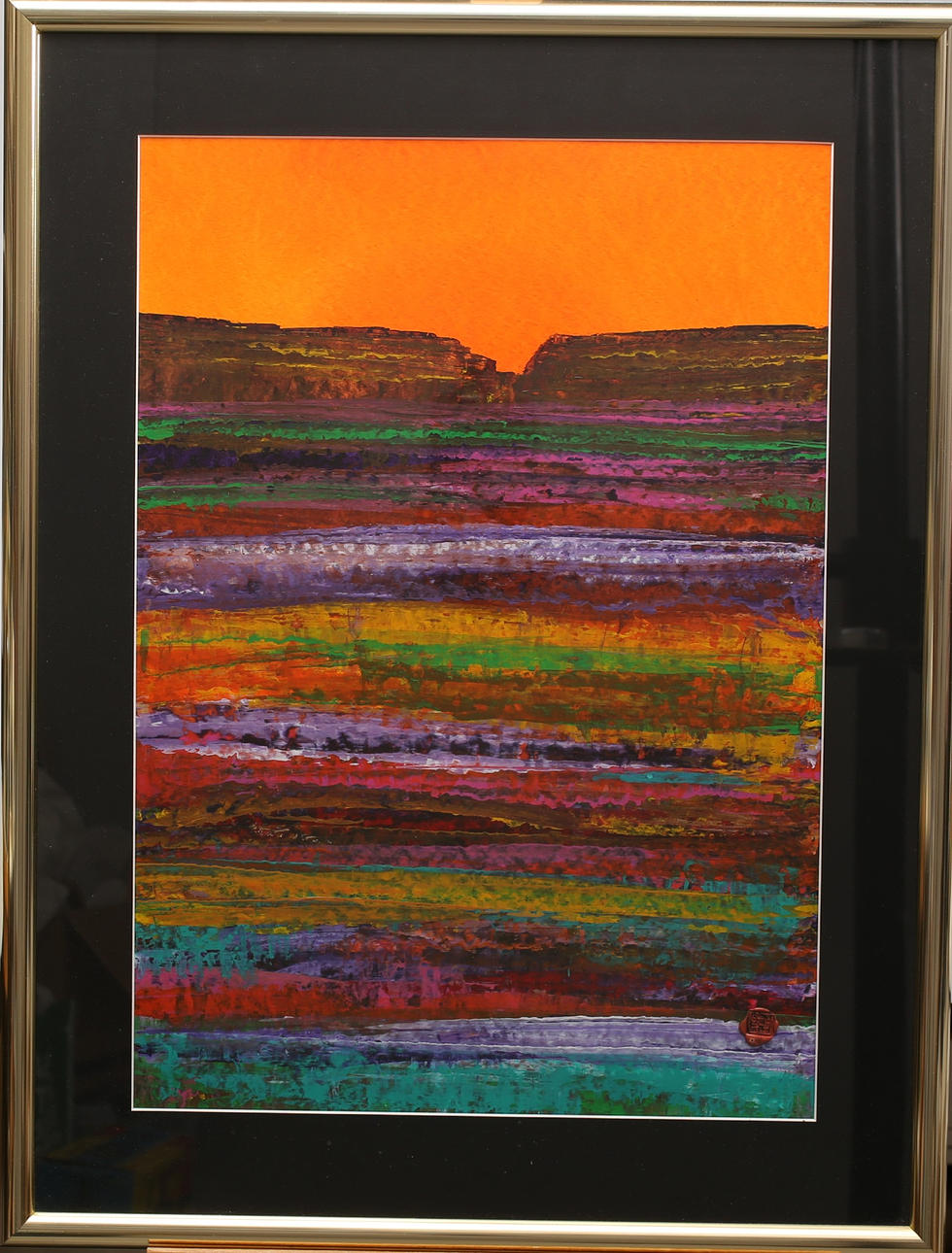 ALF STRIDFELDT. Watercolor, color composition, lacquer stamp signed.