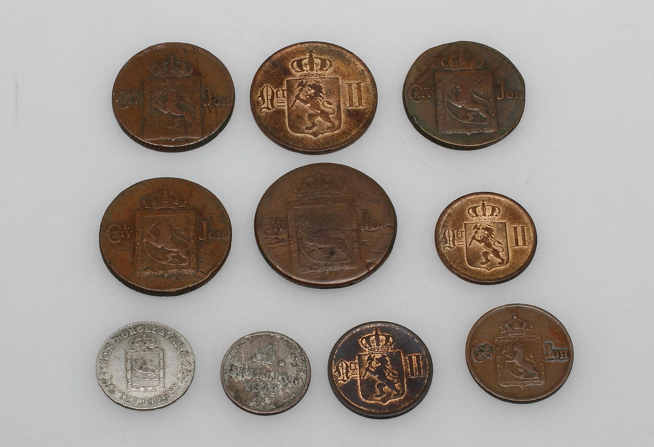 MYNT, 10 st, Norge, 1800-tal.