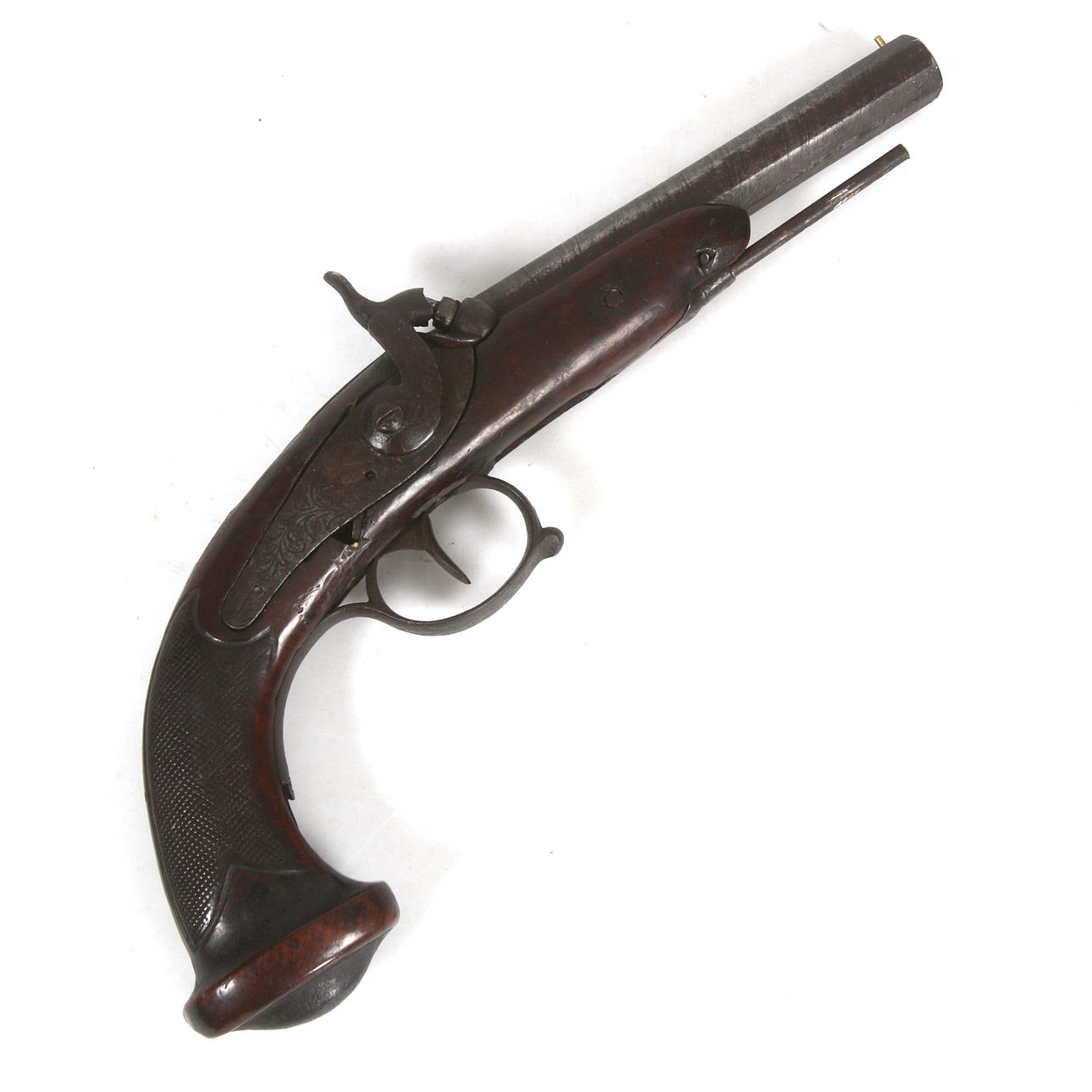 SLAG LOCK PISTOL, octagonal pipe, ca 1850.