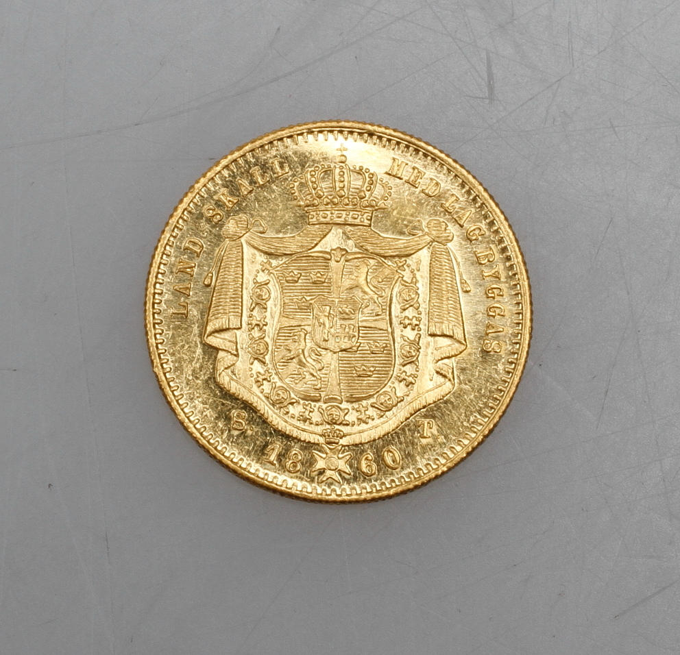 MYNT, guld, 1 Dukat, Karl XV, 1860.