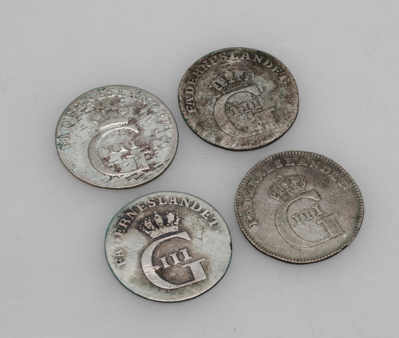MYNT, 4 st, 1/24 riksdaler, 4 öre silvermynt, Gustav III, 1777,1778,1779 sam 1780.